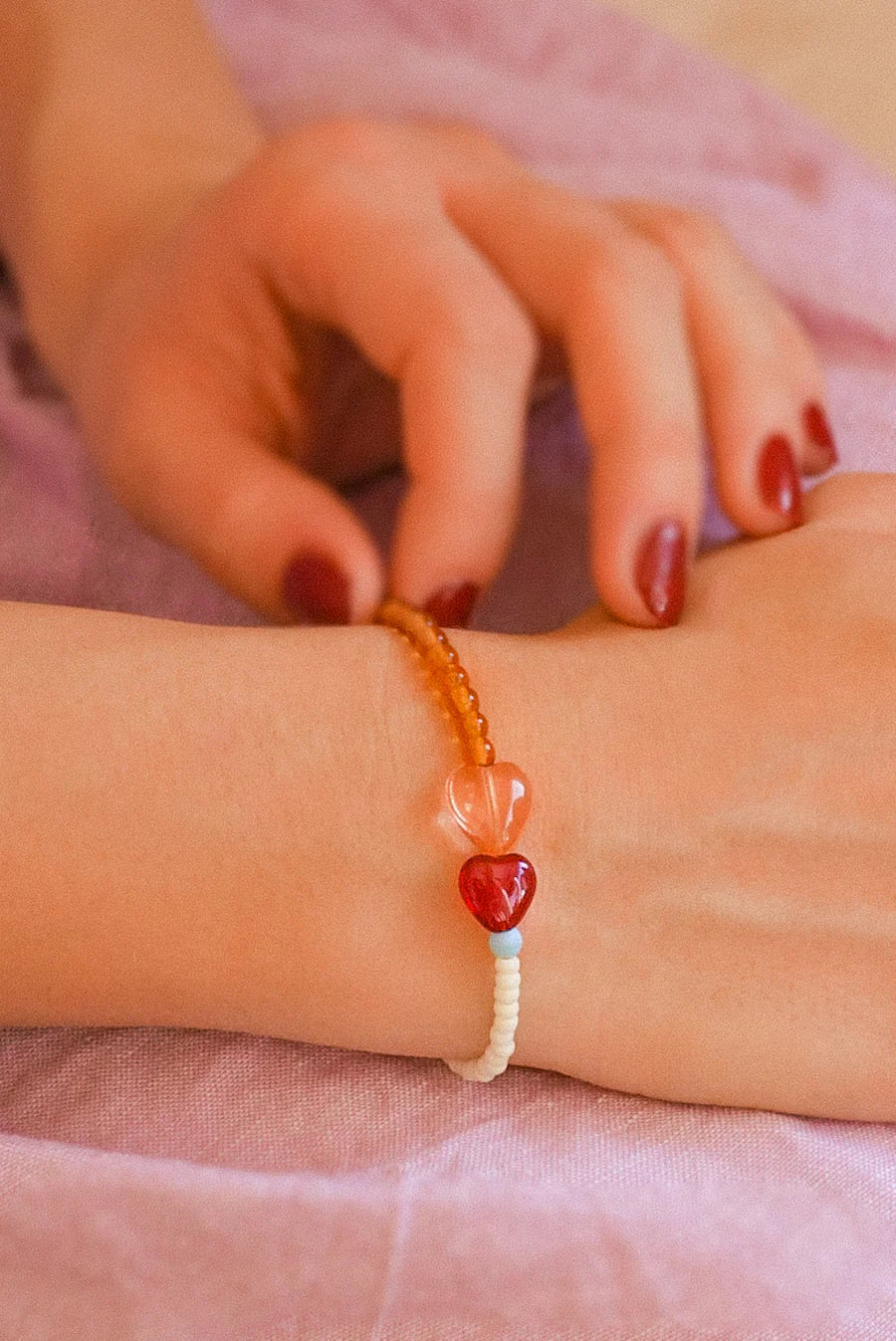 SanSan Heartfelt Armband -pink & burgundy-