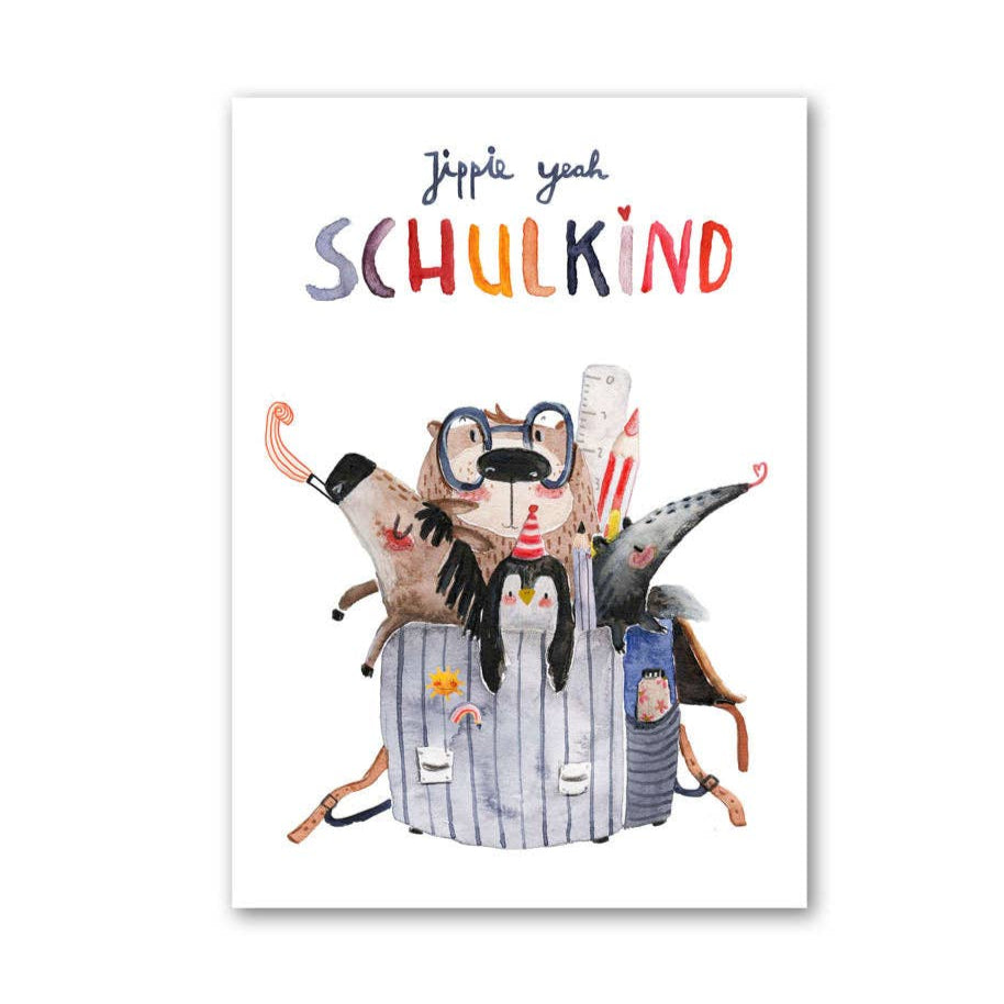 Postkarte "jippie yeah Schulkind"Halfbird