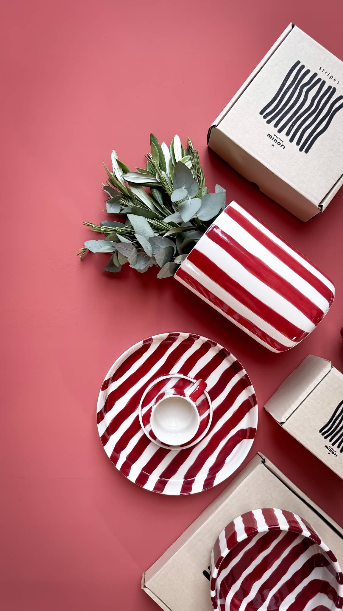 Magazin Minori Vase Stripes - tramonto red