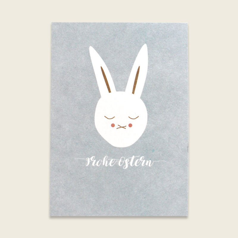 Ava&Yves Postkarte 'Hase, hellblau – Frohe Ostern'