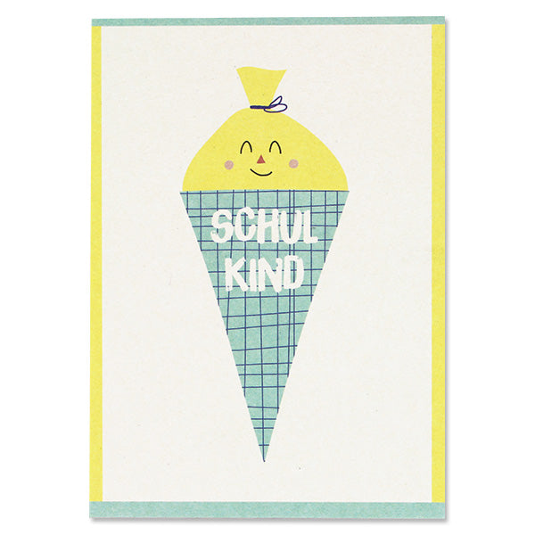 Postkarte Schultüte 'zitronengelb – Schulkind' AvaundYves