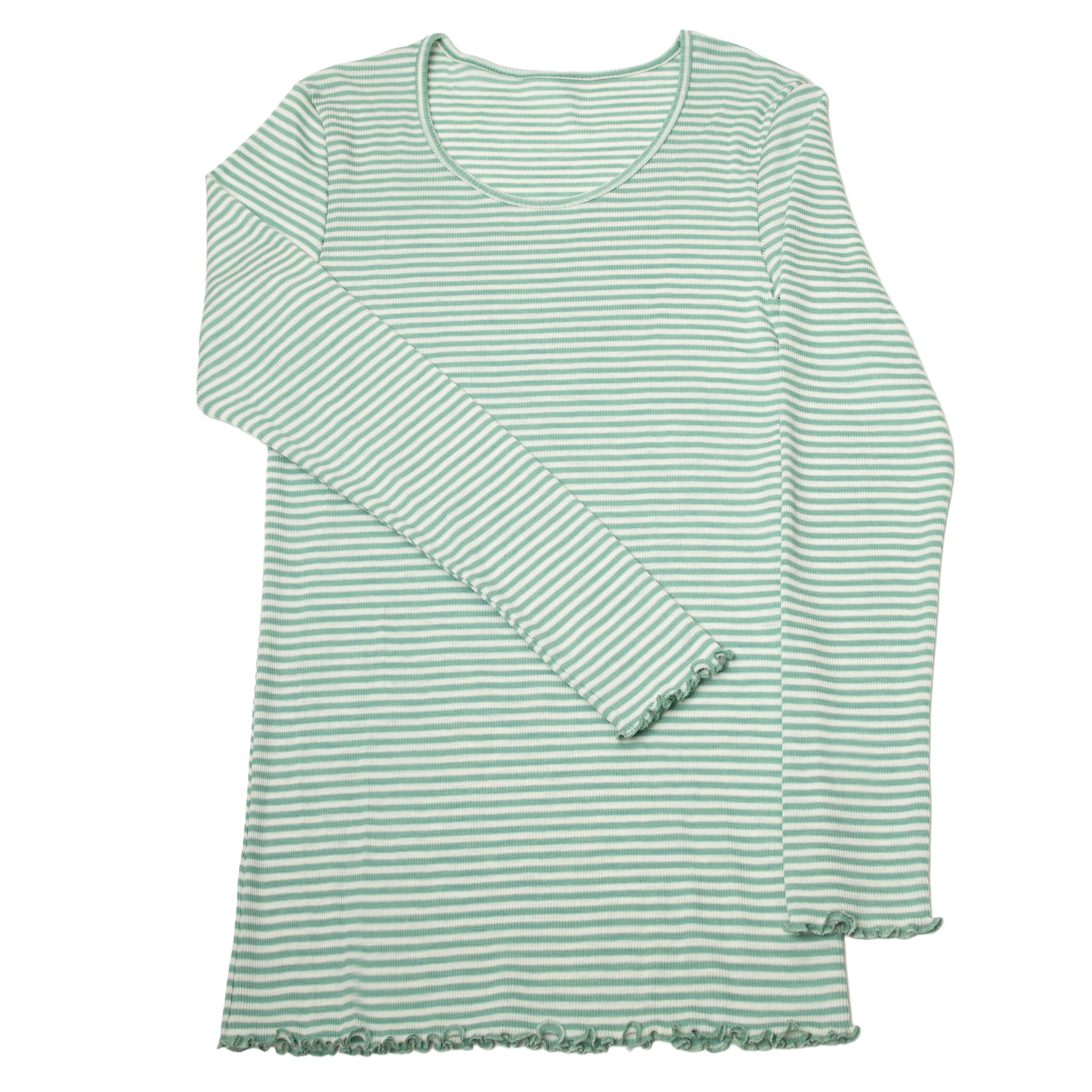 Longsleeve Frauen Wolle Seide Joha 'mint gestreift'