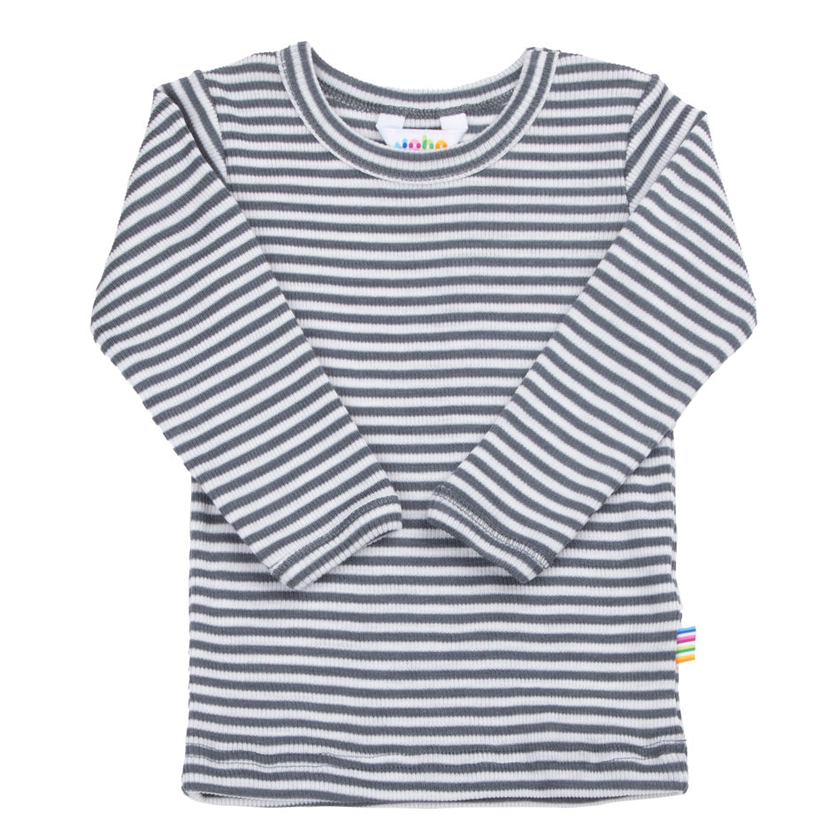 LangarmShirt Joha Wolle Seide 'grau gestreift'