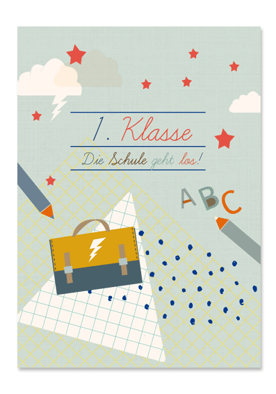 Postkarte 'Einschulung Blau'