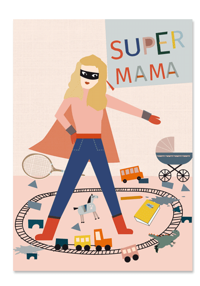 Postkarte 'SUPER MAMA'