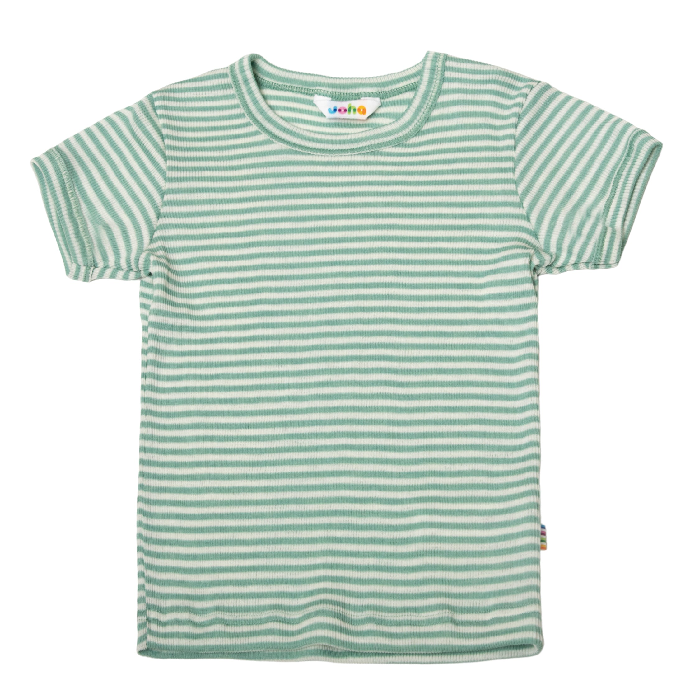 T-Shirt Joha Wolle Seide 'mint gestreift'