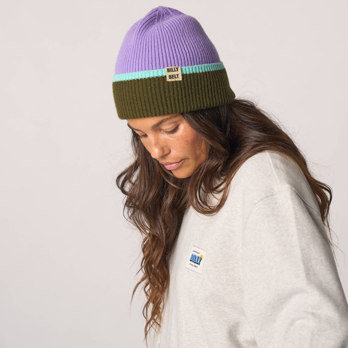BILLYBELT - Wollmütze, Beanie - Violett, Khaki & Minzgrün