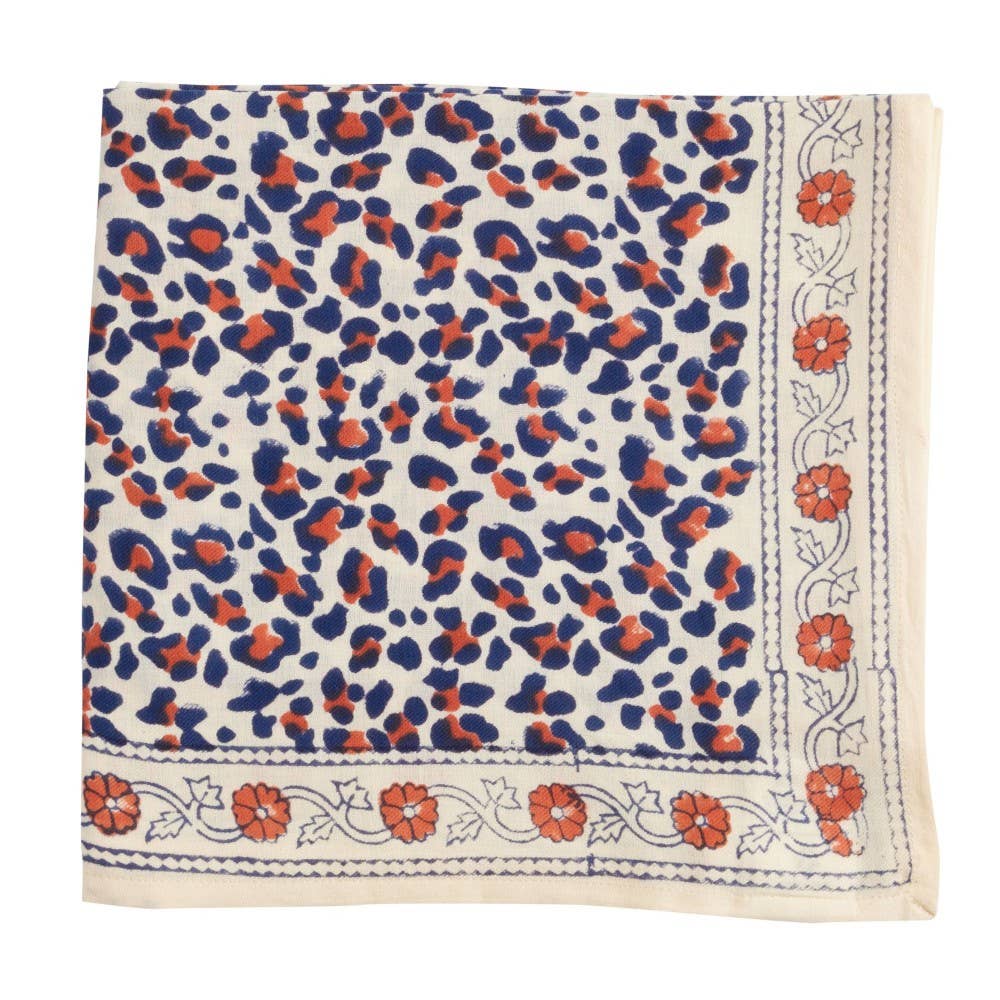 Bonheur du Jour Indischer Schal - Beige Marine Leopard
