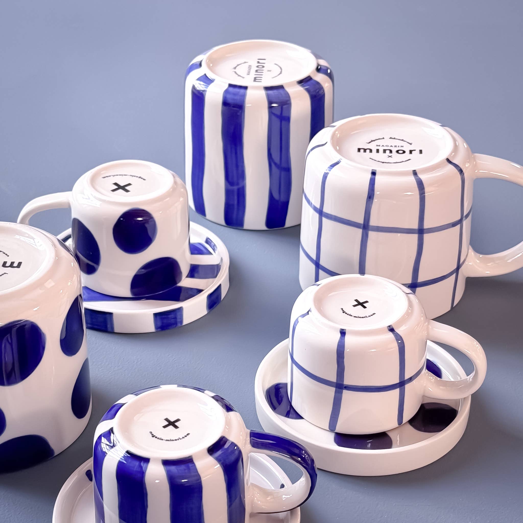 Espresso Grid - mare blue (2er Set - 4 Teile)