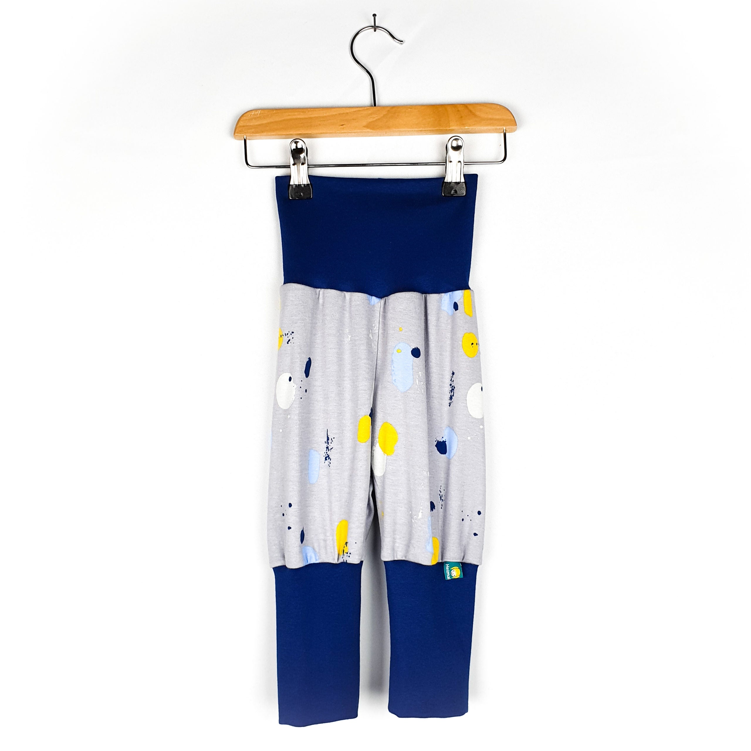 Mitwachshose 'hellgrau Muster Jersey/marineblau'