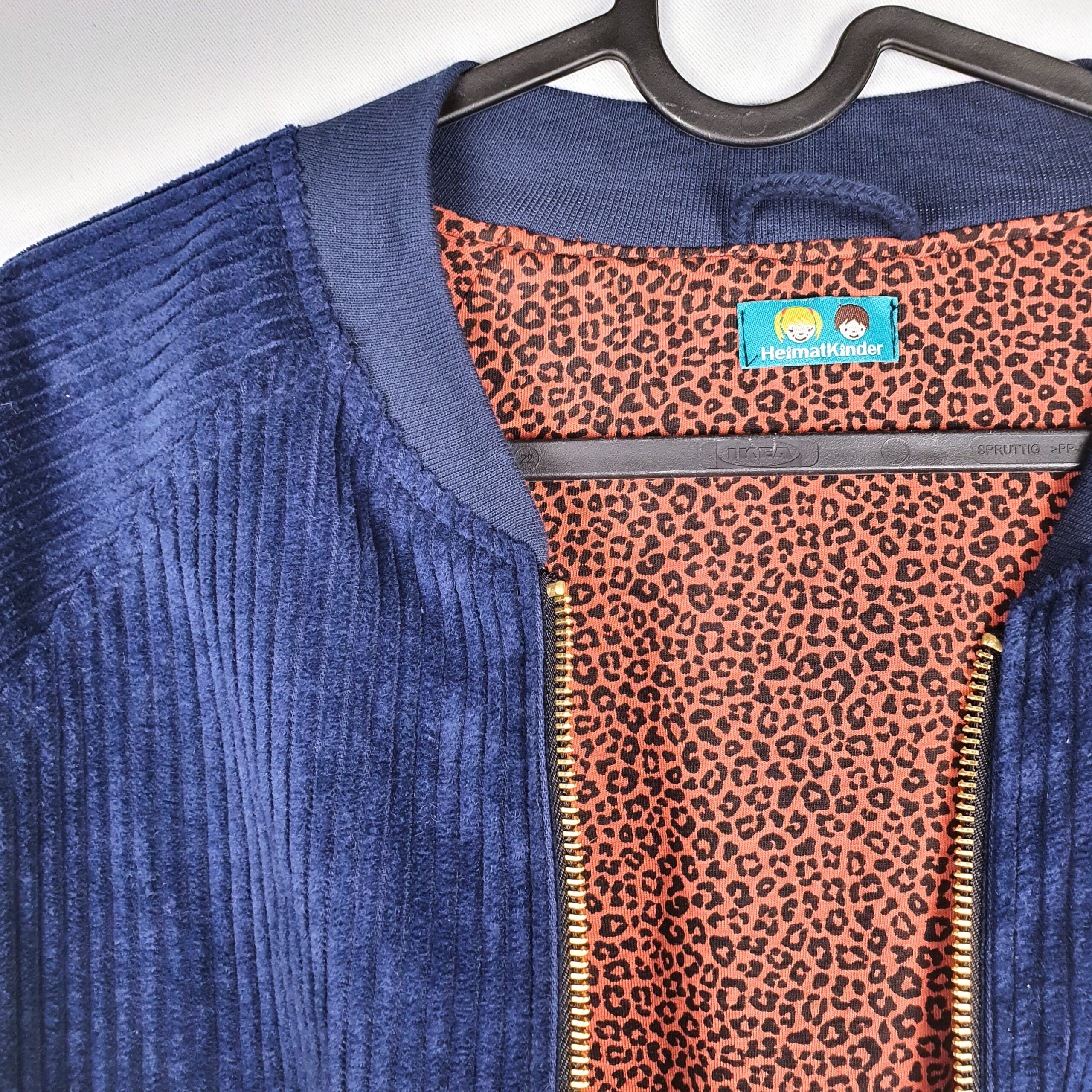 Bomberjacke Breitcord 'dunkelblau/rost Leo'