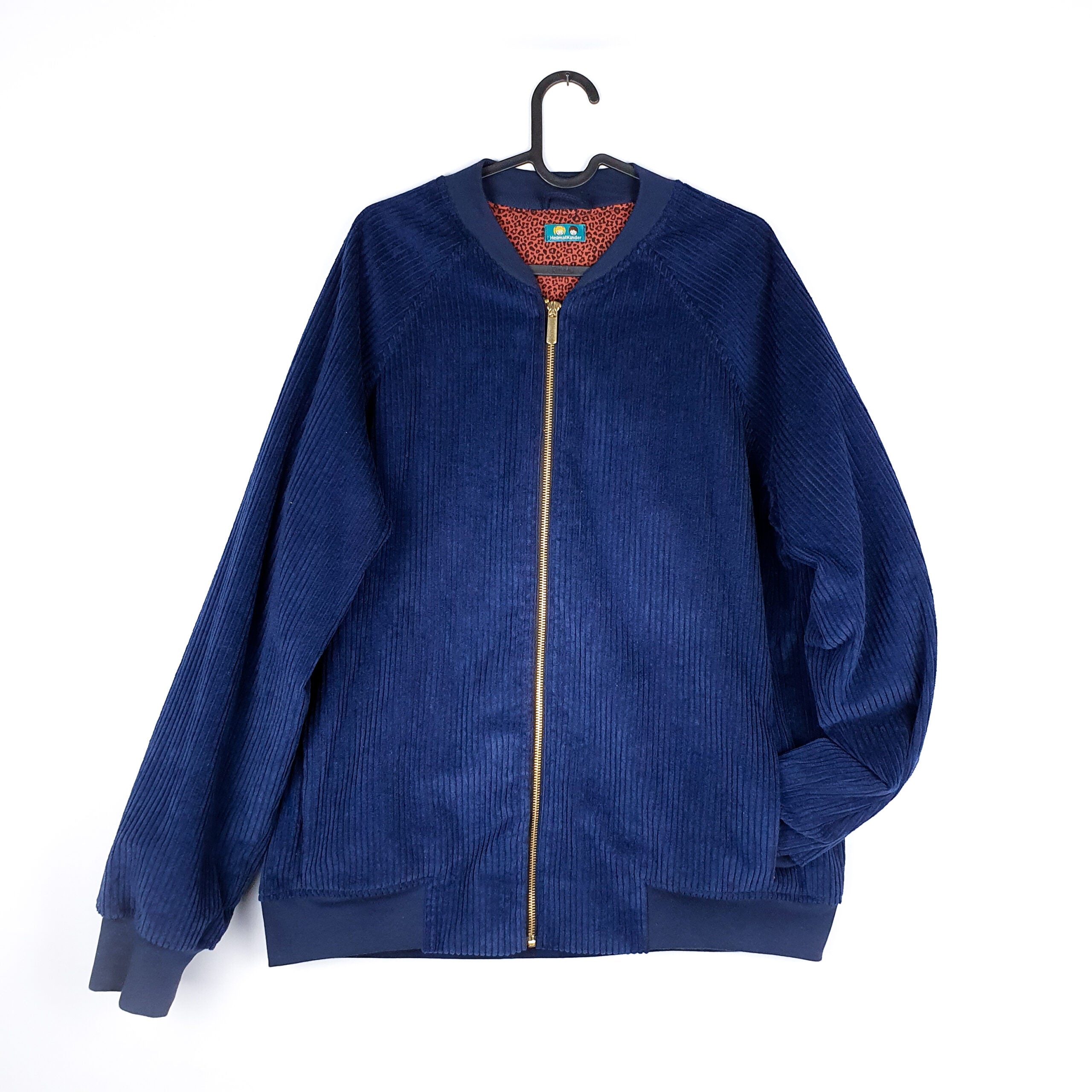 Bomberjacke Breitcord 'dunkelblau/rost Leo'