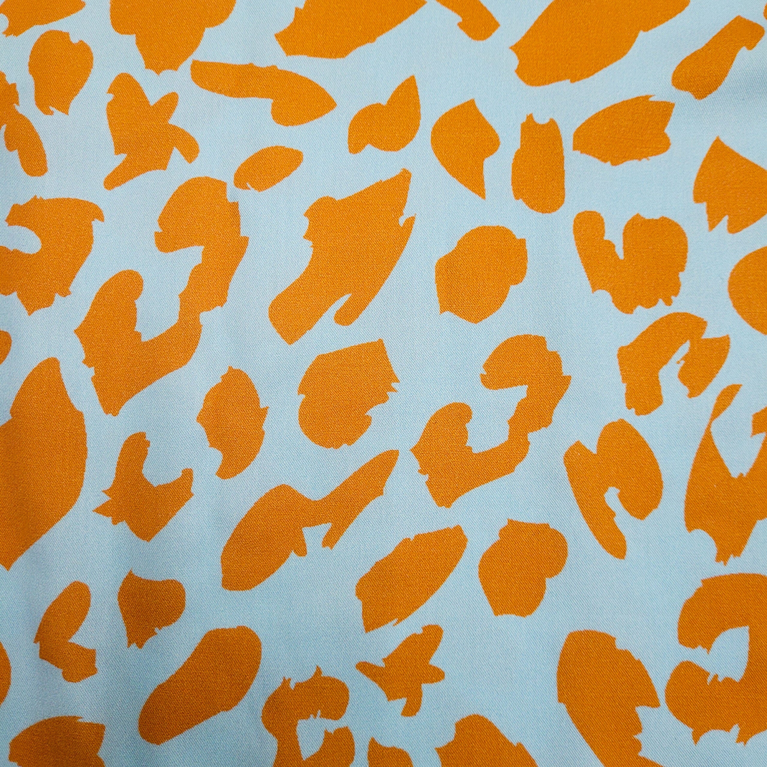 Viskoserock 'Urban Leo hellblau orange' Midi