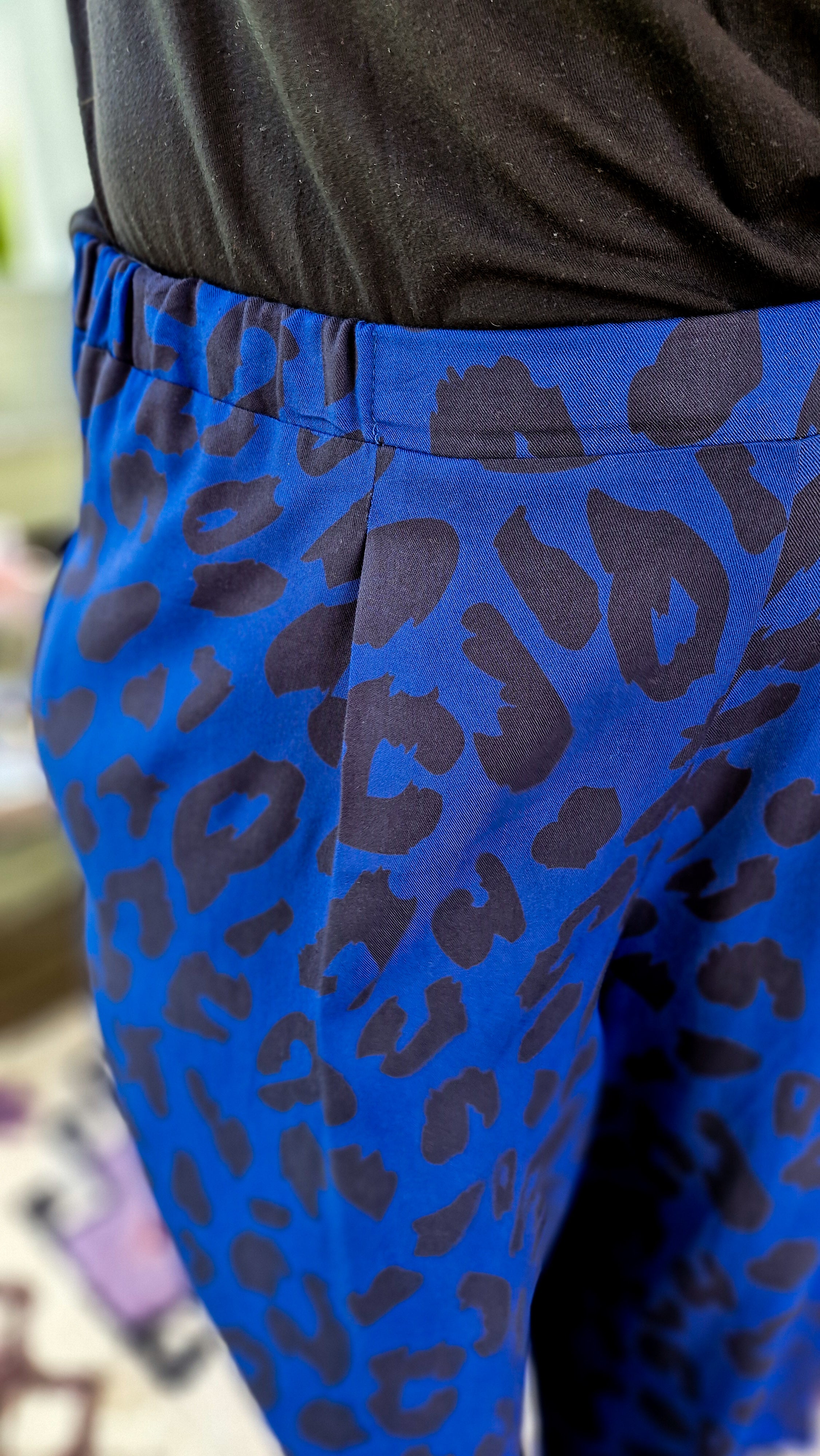 Culotte gemusterte Viskose Damen urban-leo-knallblau