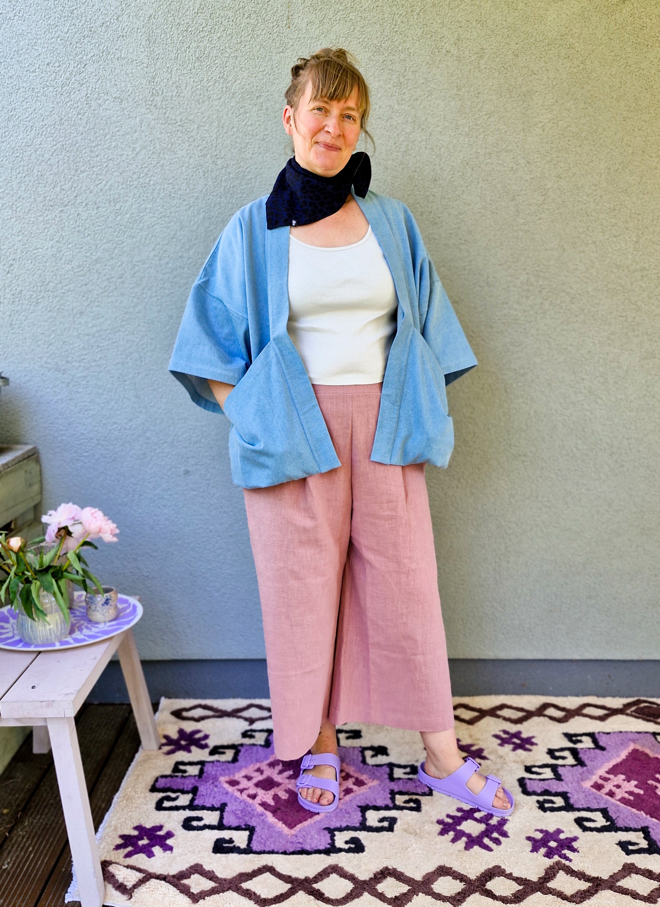 Culotte Damen gewaschenes Leinen div. FARBEN