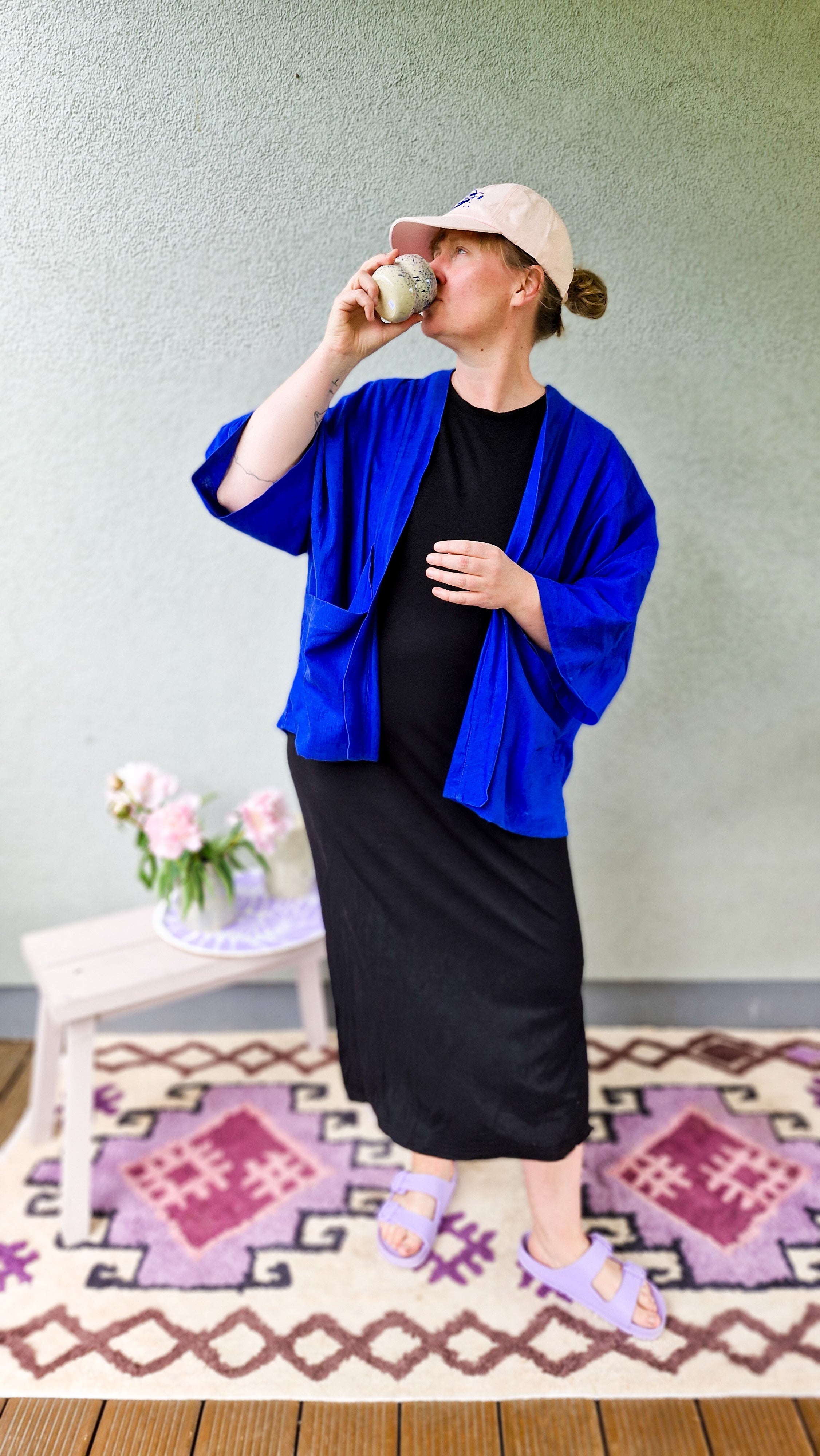 Kimono Leinen dünn 'schwarz'