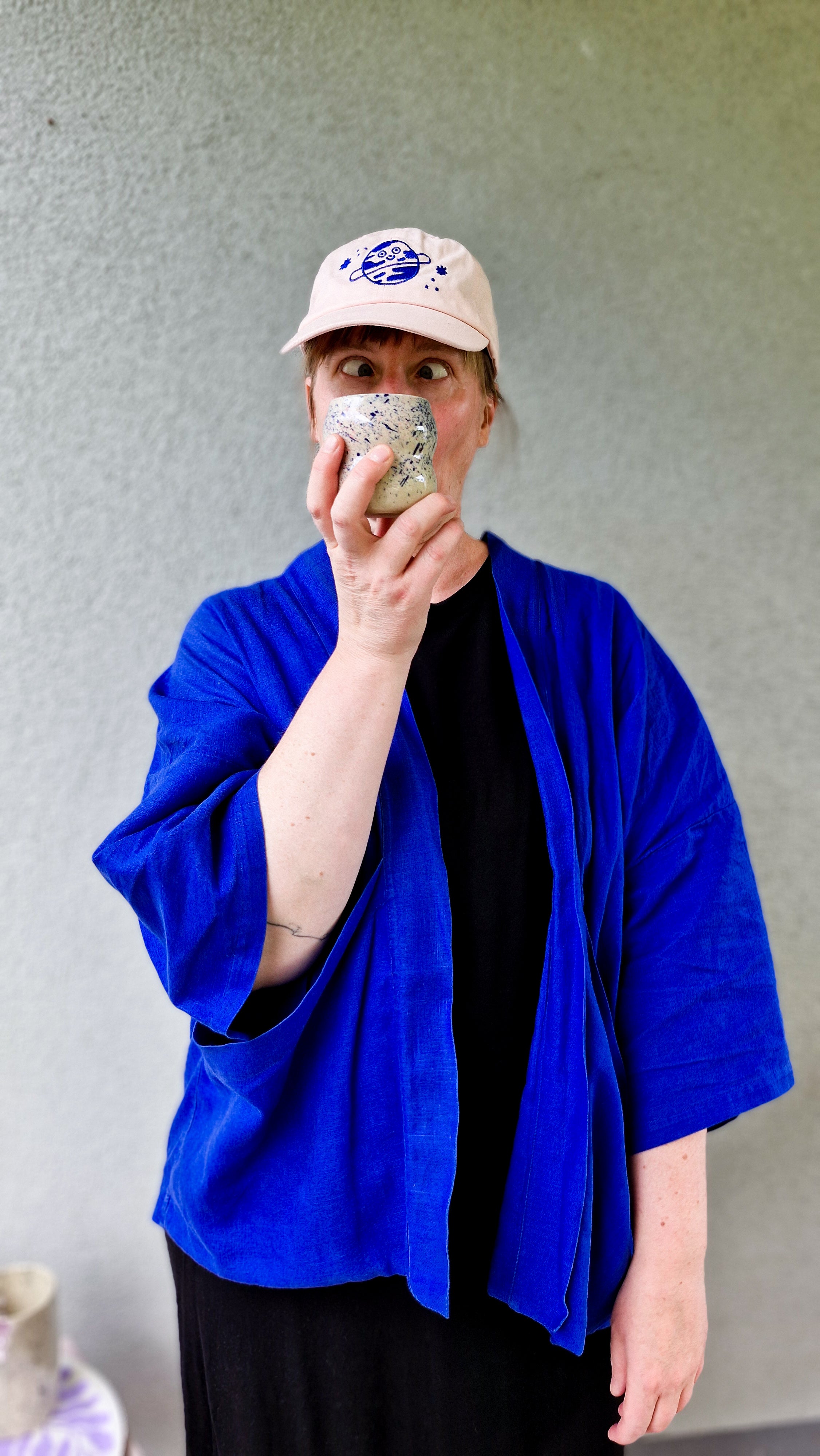 Kimono Leinen dünn 'schwarz'