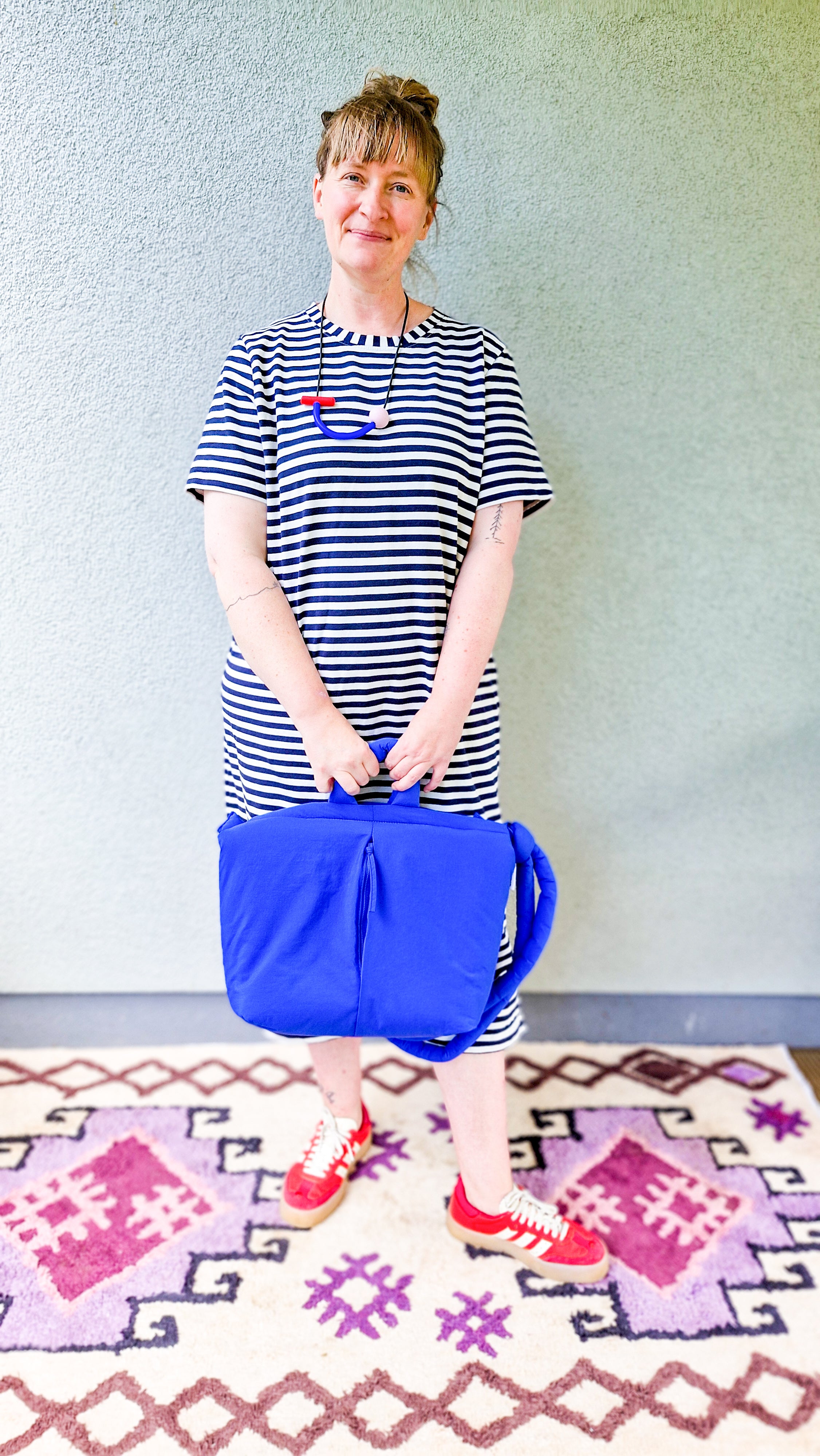 Shirtkleid 'gestreift/weiß marineblau'