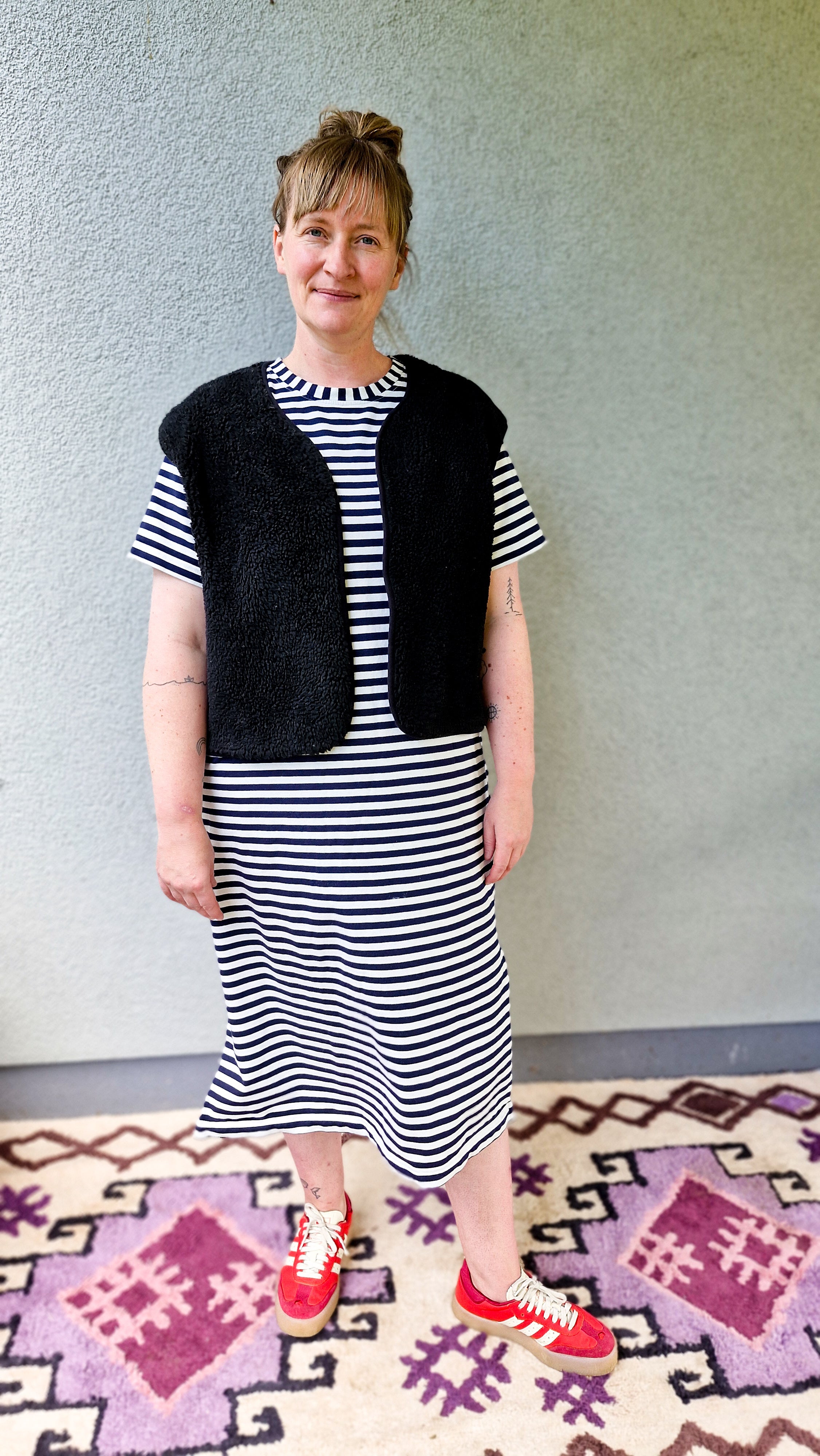 Shirtkleid 'gestreift/weiß marineblau'