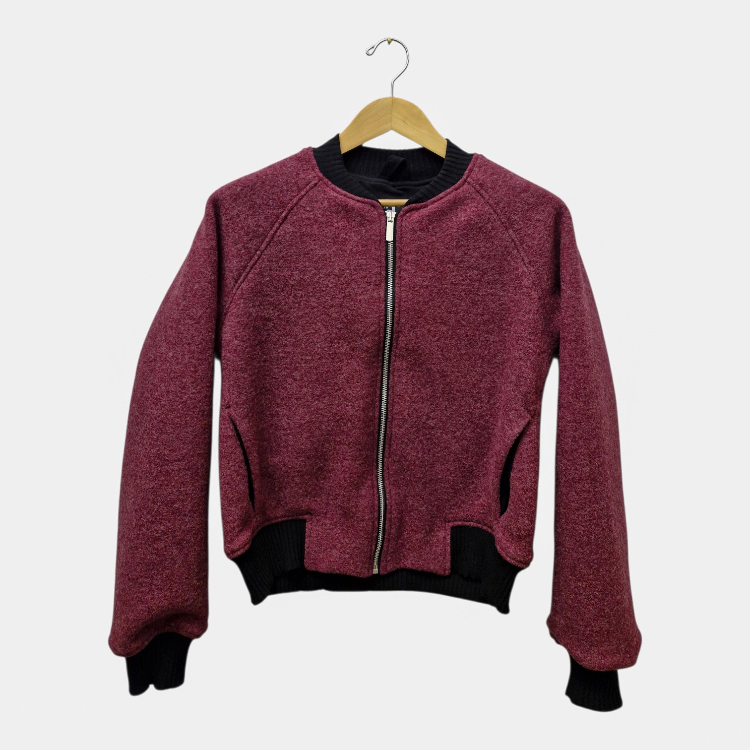 Bomberjacke Wollwalk bordeaux mit schwarzem Futter