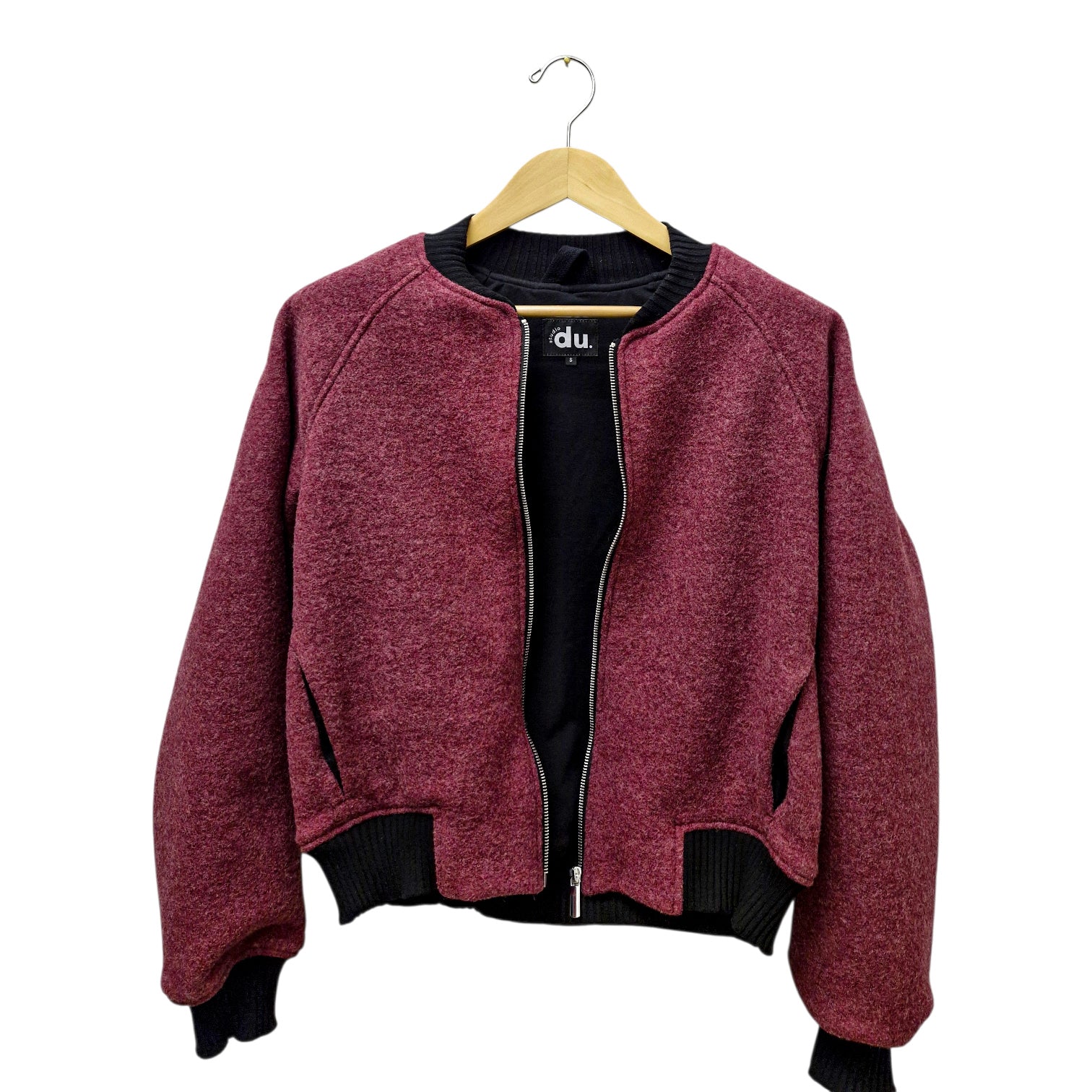 Bomberjacke Wollwalk bordeaux mit schwarzem Futter