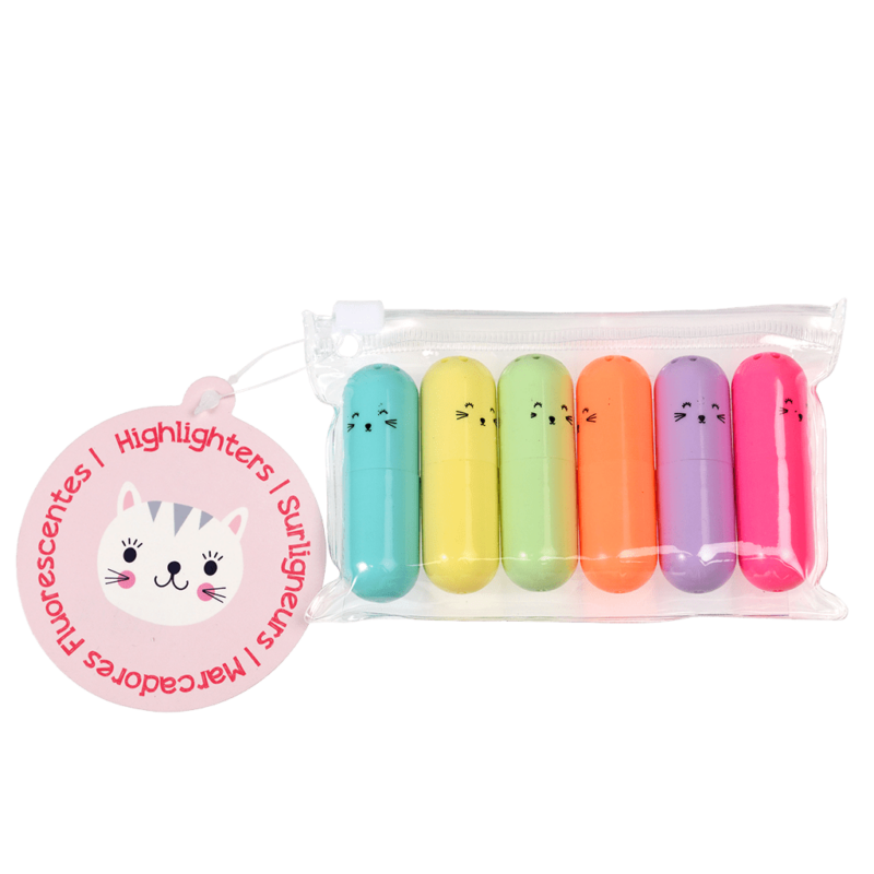Highlighter 'Katzen' (6er-Packung)