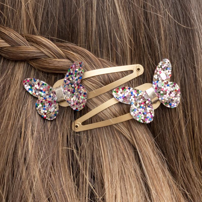 Glitter Haar-Clips 'Fairies in the Garden butterfly' (2er Set)