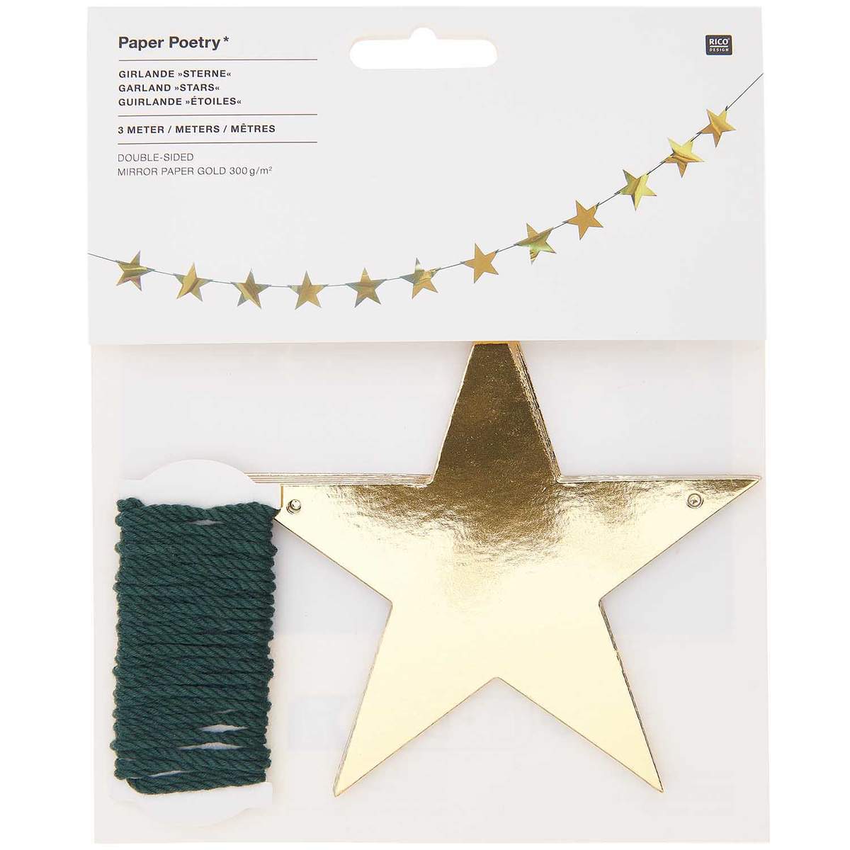 Paper Poetry Girlande Sterne gold 3m