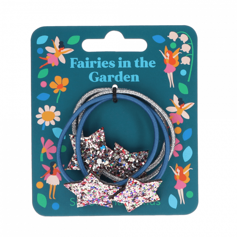 Glitzerstern-Haargummis 'Fairies in the Garden' (4-er Set)