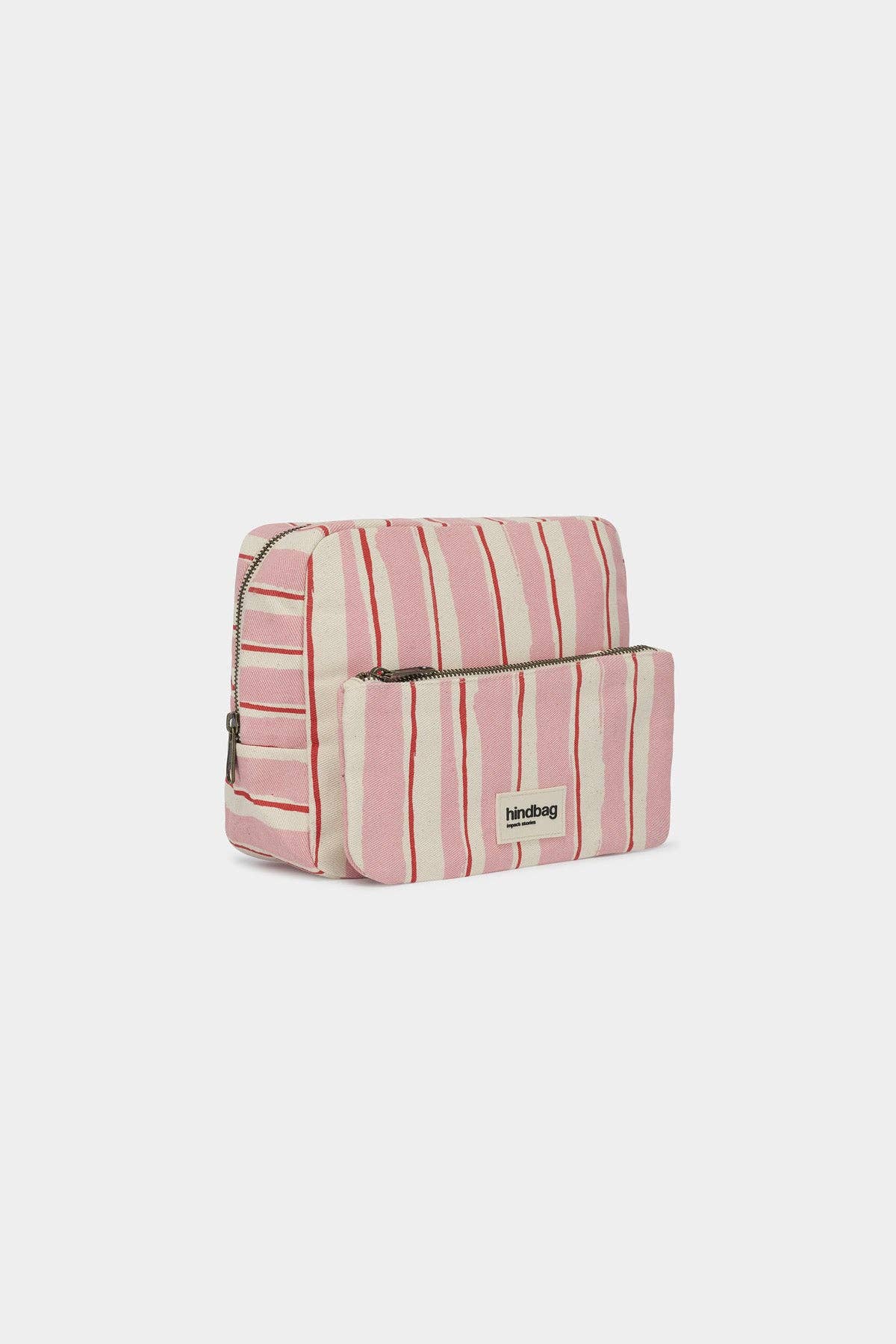 Hindbag XL-Kosmetiktasche "Alix" rosa rote Streifen