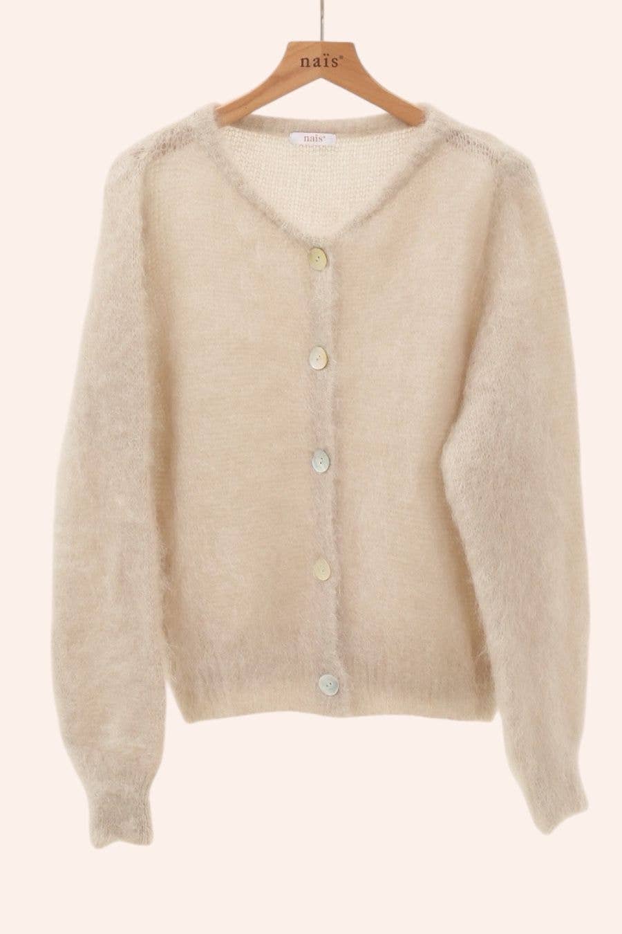 NAÏS PARIS - Rundhalsausschnitt Mohair-Cardigan mit Knöpfen