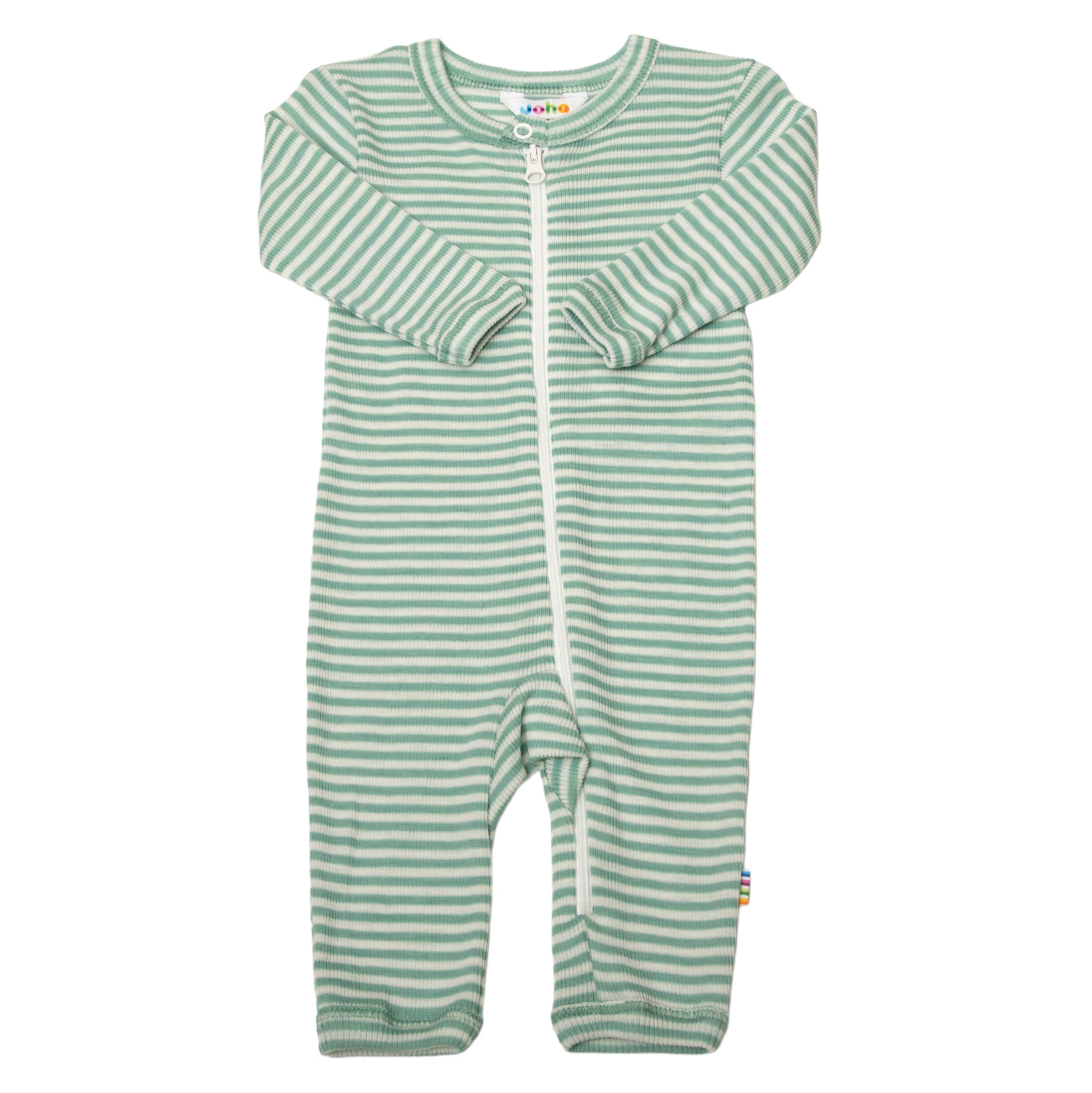 Jumpsuit Wolle Seide Joha 'mint gestreift'