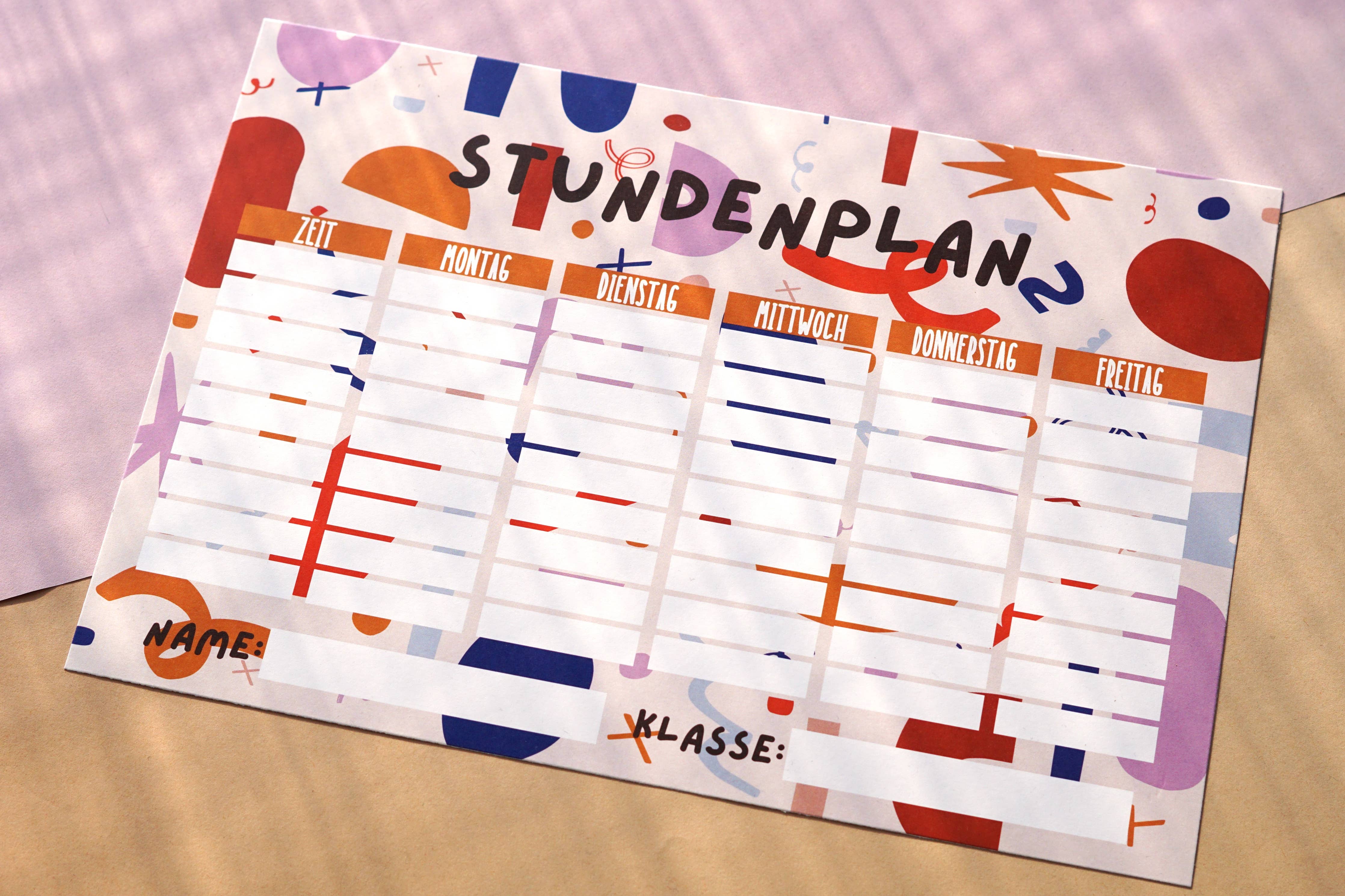 Modern Kids Art - Stundenplan "Kunterbunt"