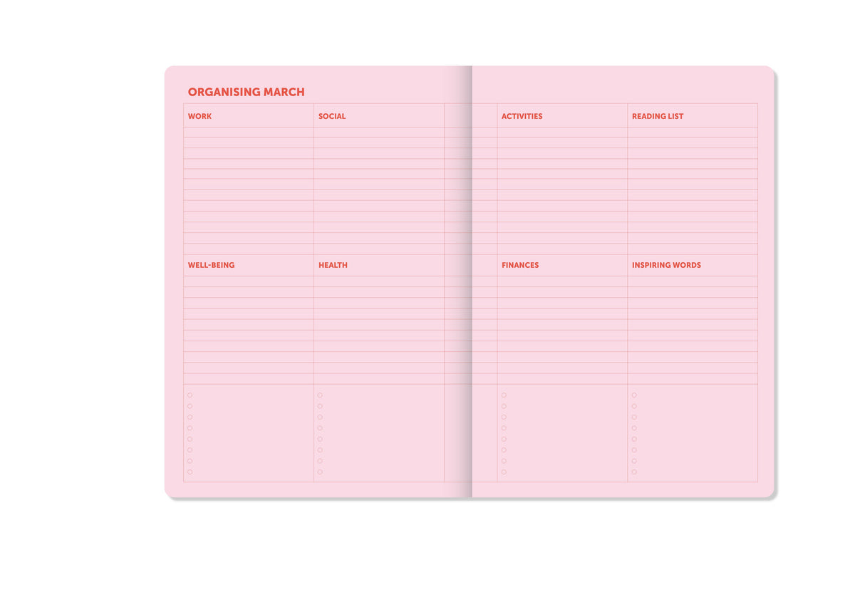 A-Journal - A-Journal Spiral-Tagebuch – Organizer 2027 – kariert Pink-Rot (Kopie)