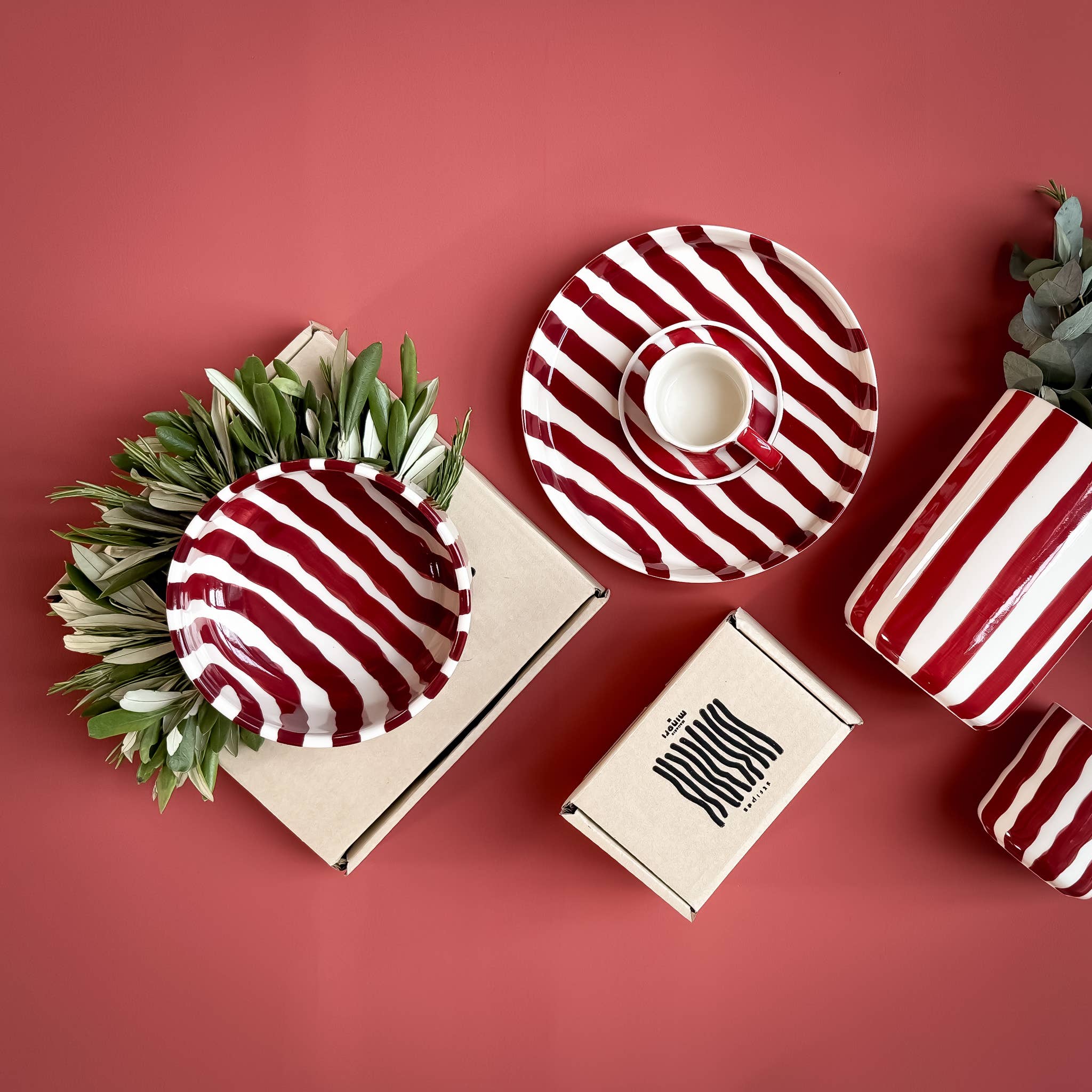 Espresso Stripes - tramonto red (2er Set - 4 Teile)