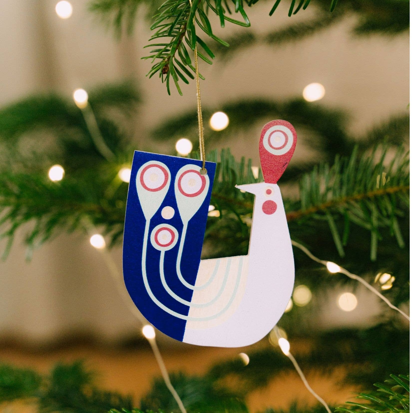 Pfau – rustikale Weihnachtsbaumdekoration, Holzornament