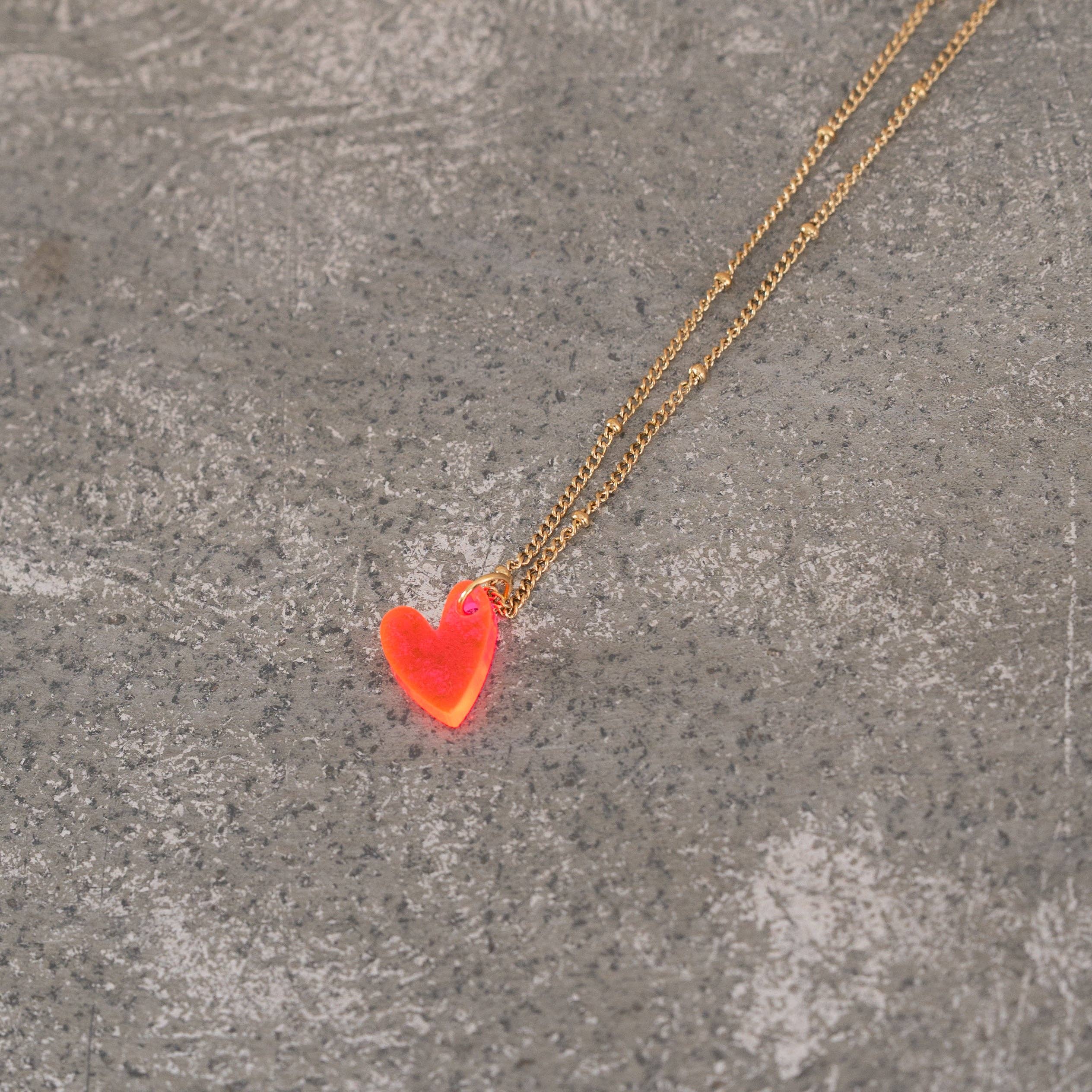 vanMauZ - Kette Lume Charms | Herz Neon Pink Gold