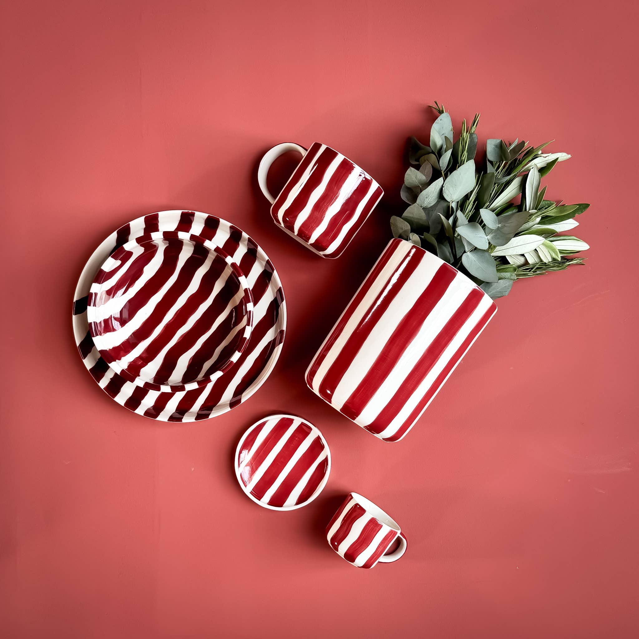 Magazin Minori Vase Stripes - tramonto red