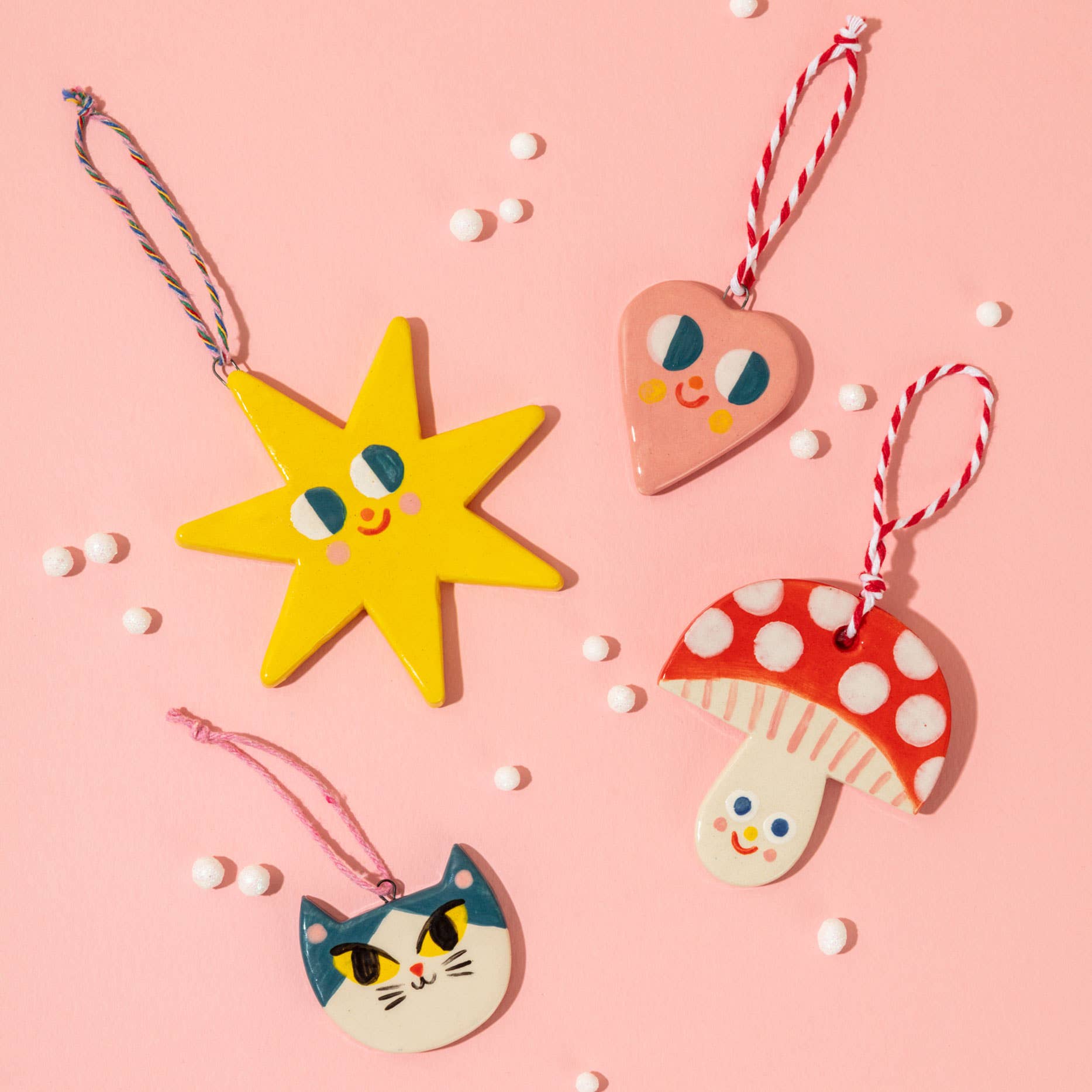 Ana Seixas Rosa Herz / Keramikhängeschmuck