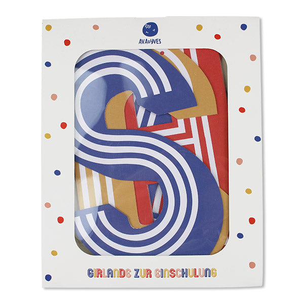 Girlande im Streifenmuster mit Text 'Schulkind' AvaundYves