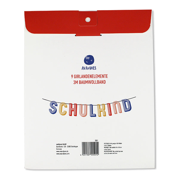 Girlande im Streifenmuster mit Text 'Schulkind' AvaundYves