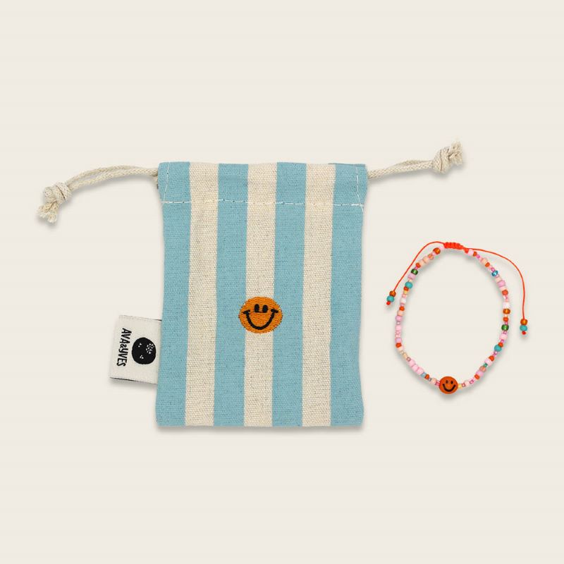 Ava&Yves Perlenarmband 'Smiley orange/rosa'