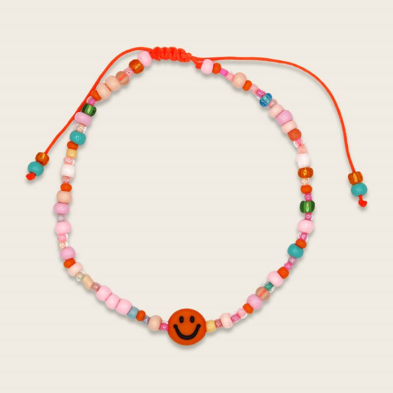Ava&Yves Perlenarmband 'Smiley orange/rosa'