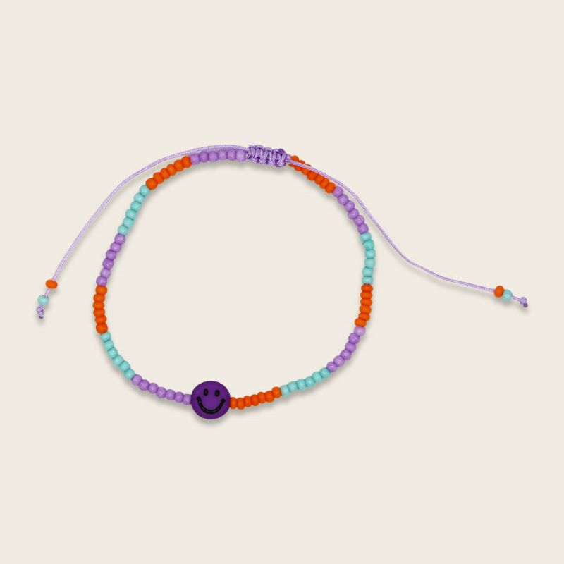 Ava&Yves Perlenarmband 'Smiley lila/orange'
