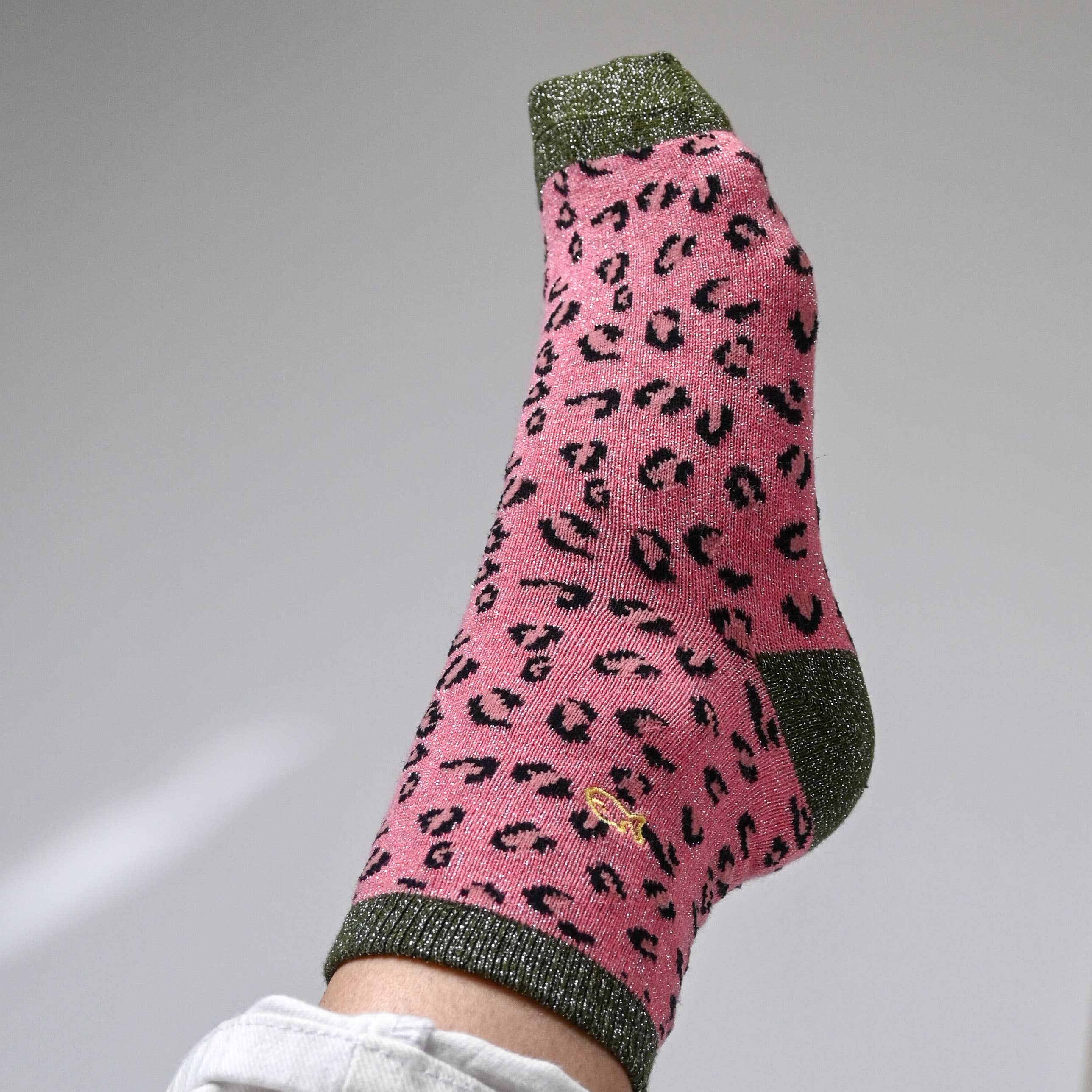 Billybelt Socken mit Leopardenmuster - Rosa und Khaki
