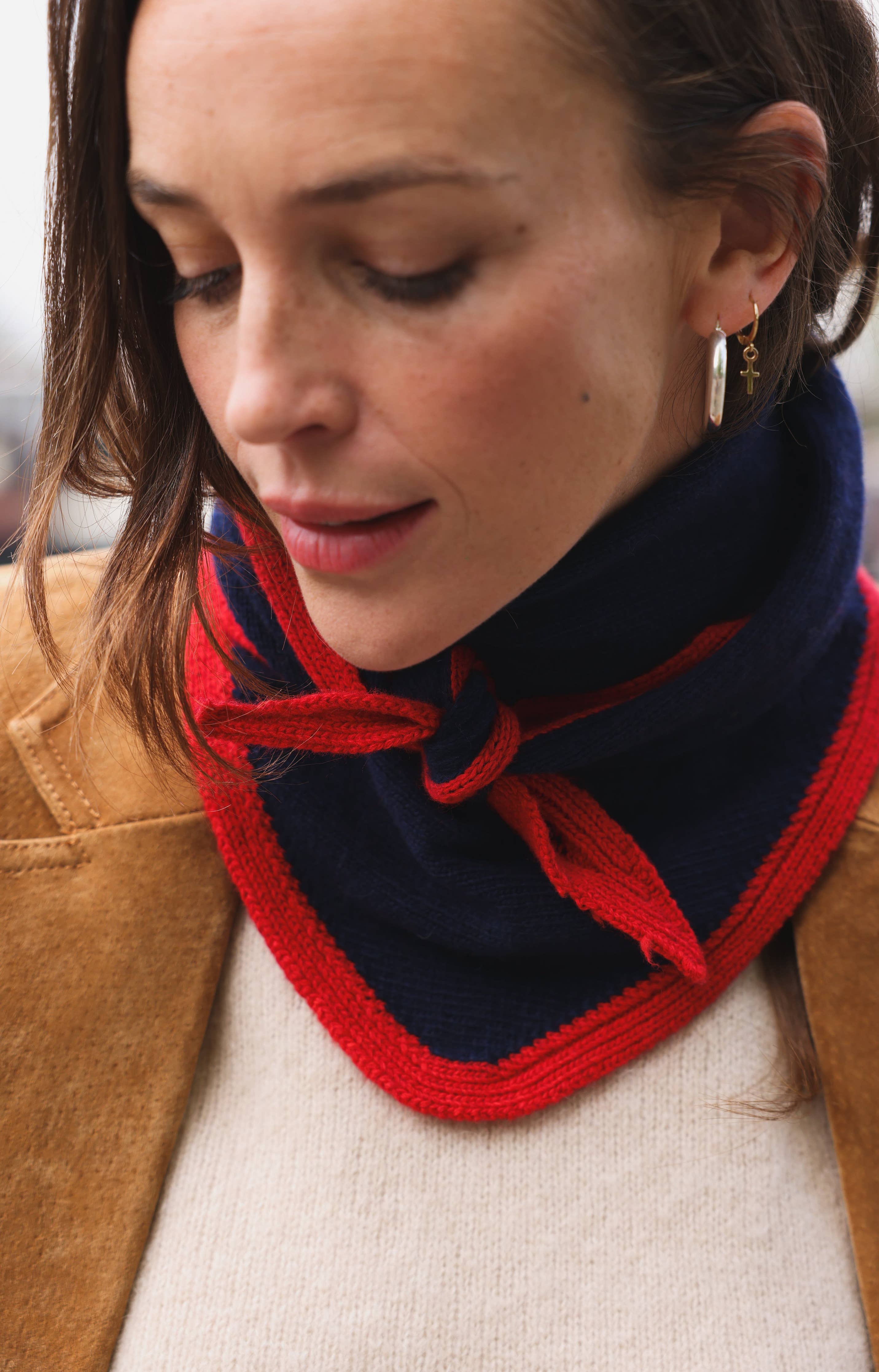 SO FAMILY - Schal "Colette" zweifarbig Marineblau/Rot