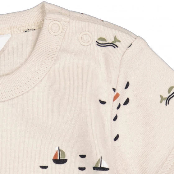 Kurzarm Body Baumwolle Joha 'Boote / Natur'