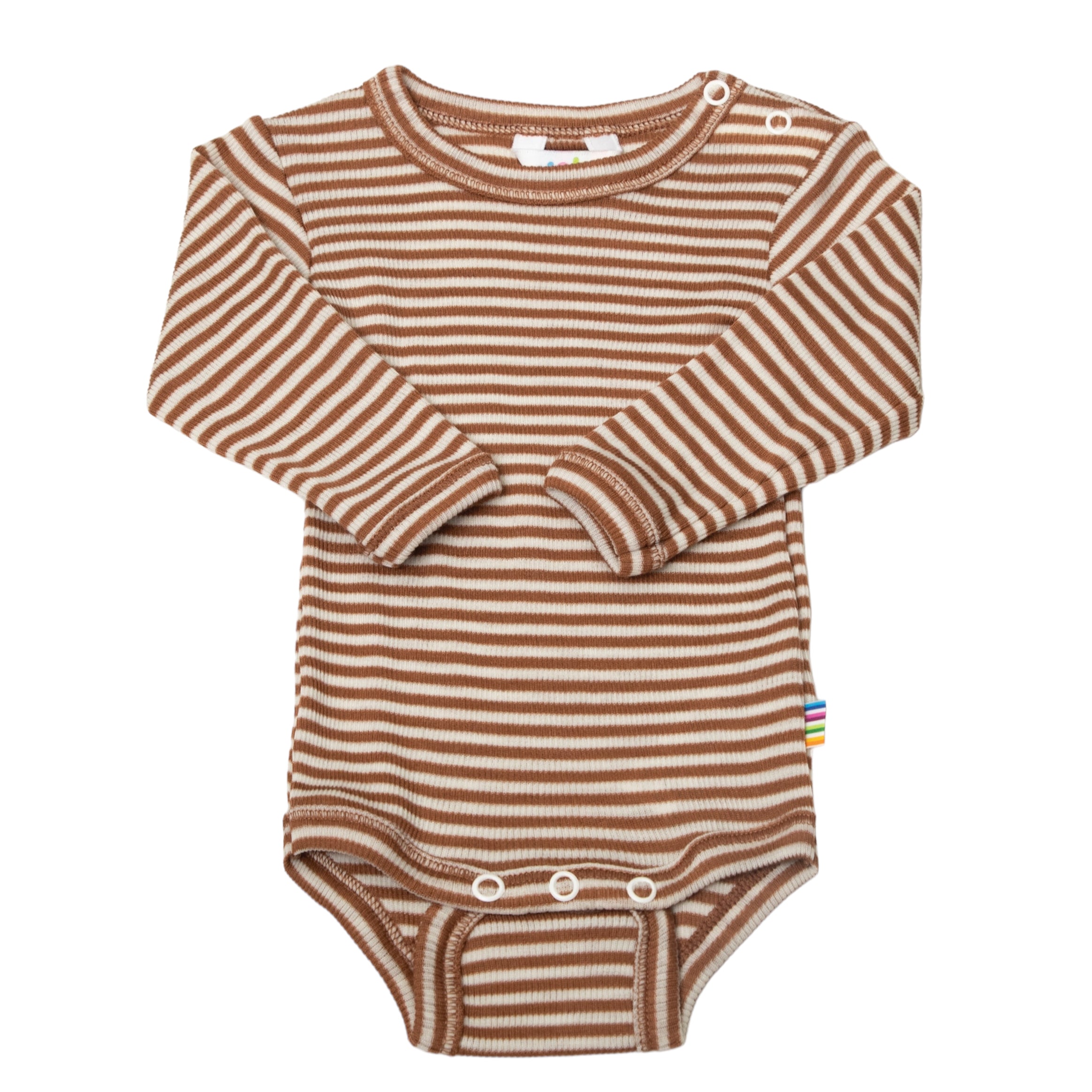 Langarm (Wickel)Body Wolle Seide Joha 'braun gestreift'
