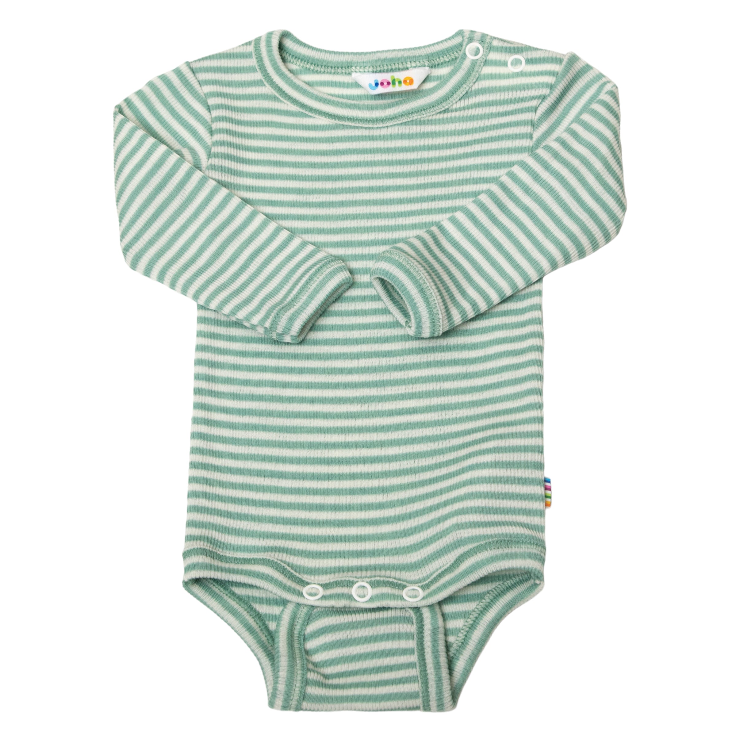 Langarm (Wickel)Body Wolle Seide Joha 'mint gestreift'