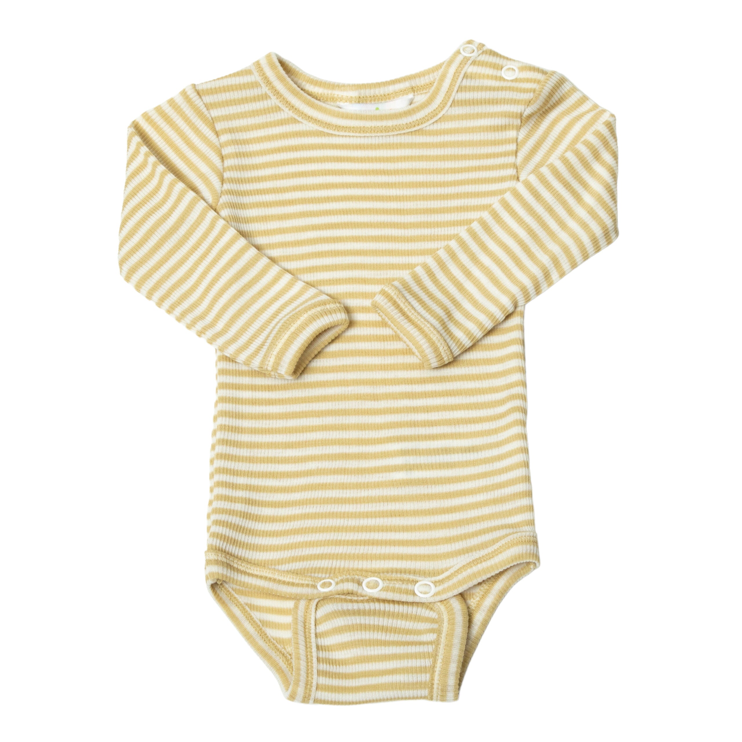 Langarm Body Wolle Seide Joha 'senf gestreift'